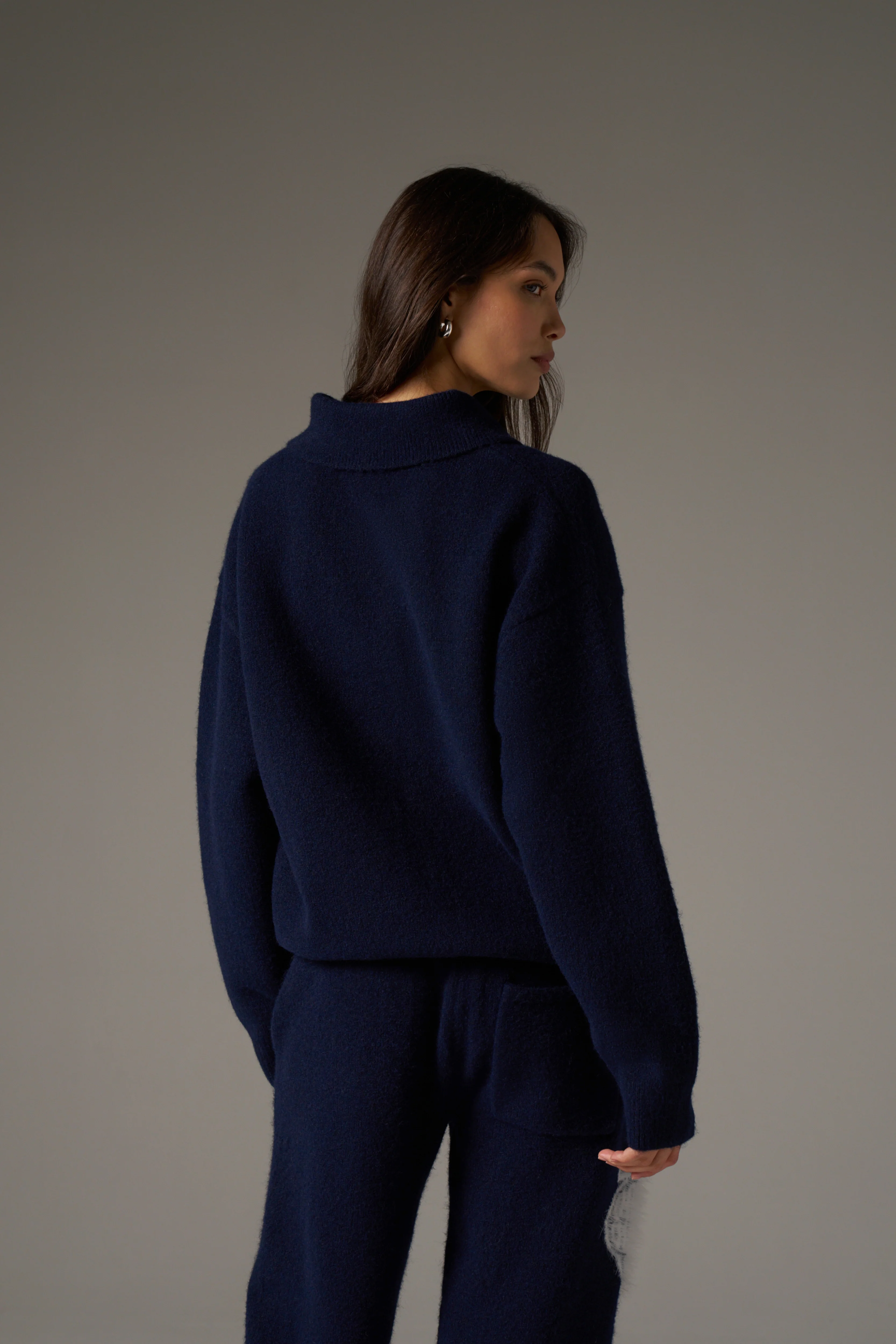 MONOGRAM FLUFFY KNIT POLO - NAVY - Image 8