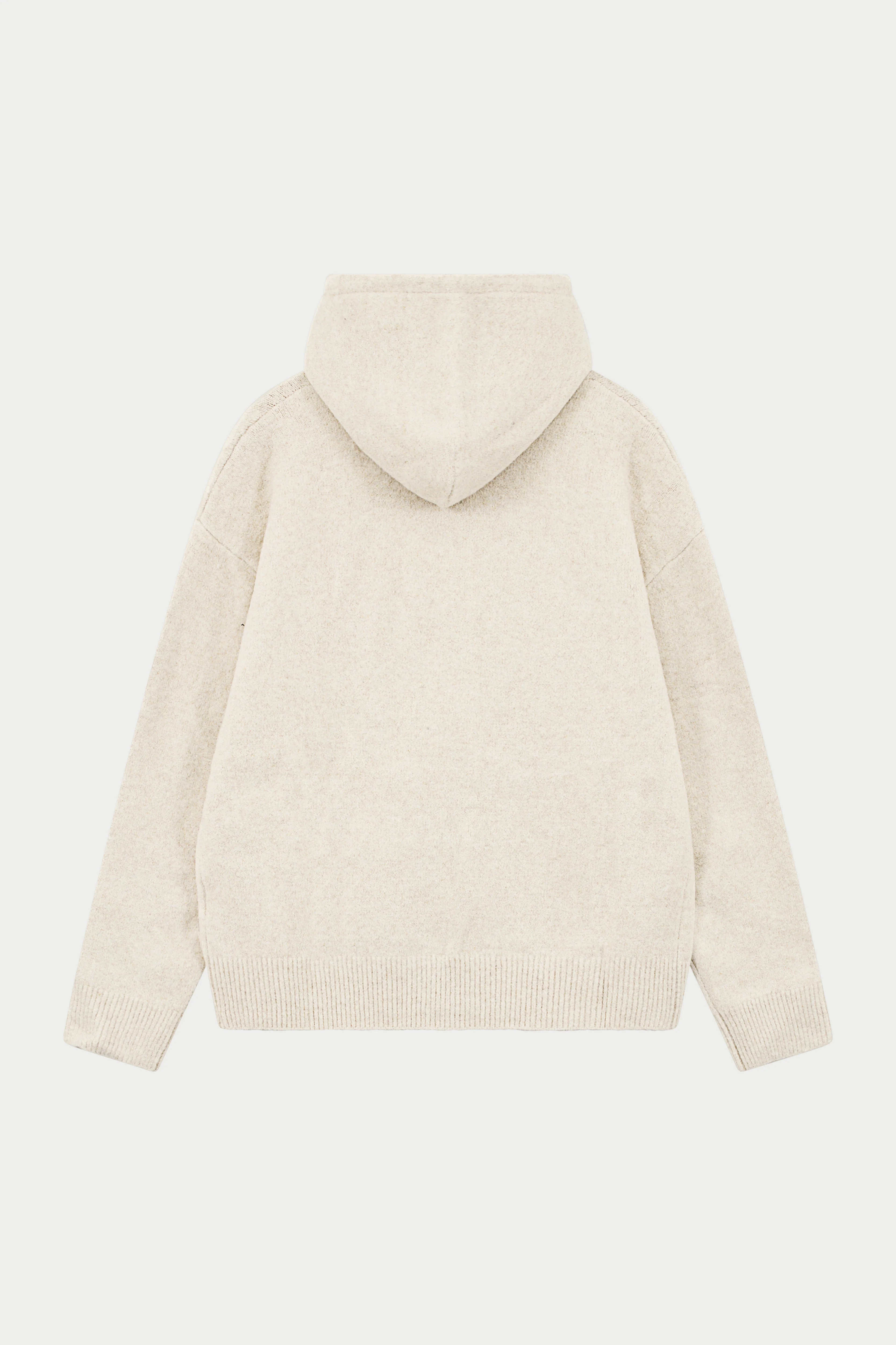MONOGRAM FLUFFY KNIT ZIP THROUGH HOODIE - BEIGE - Image 9