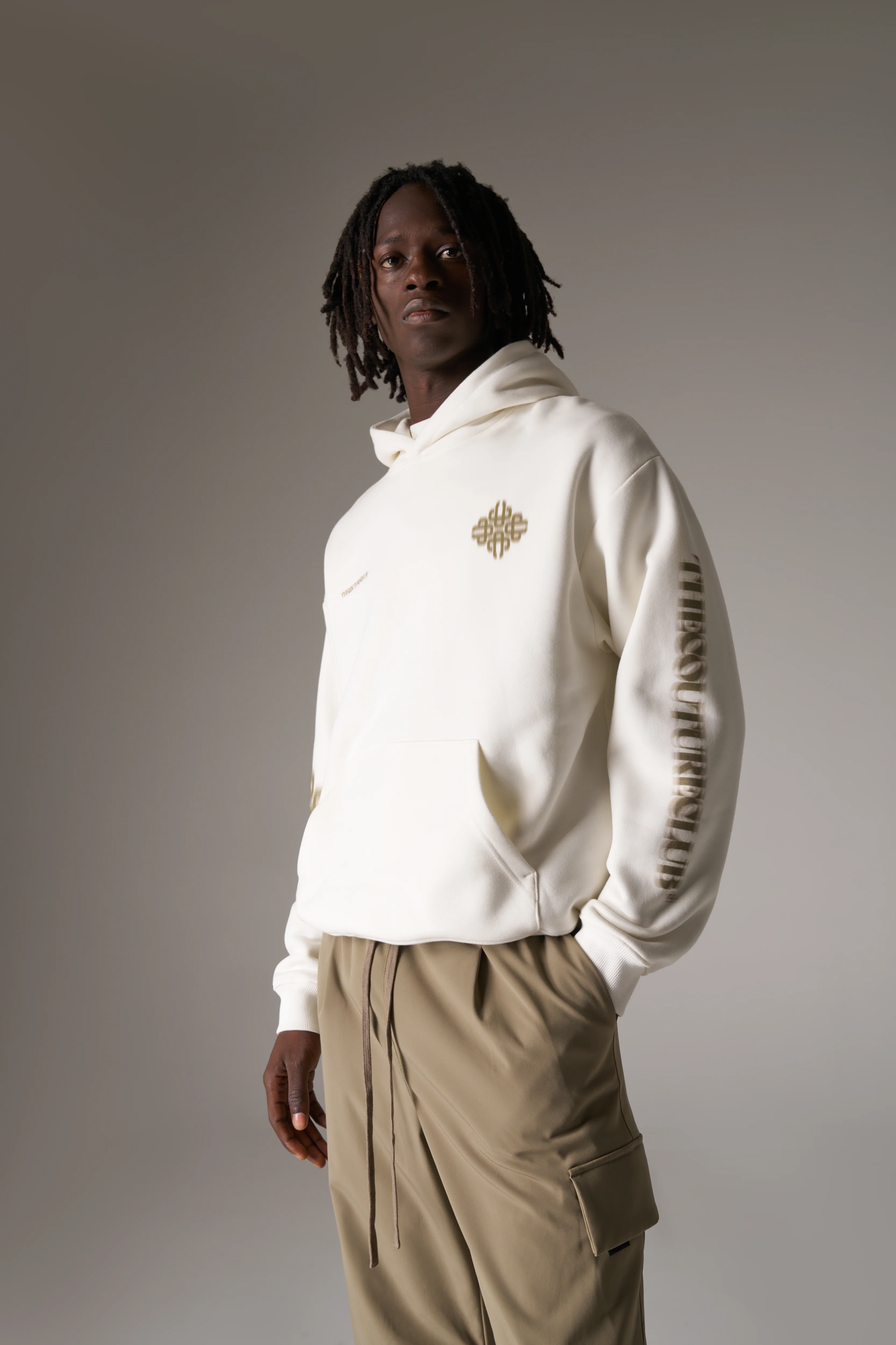 MOTION BLURRED EMBLEM HOODIE - KHAKI - Image 4
