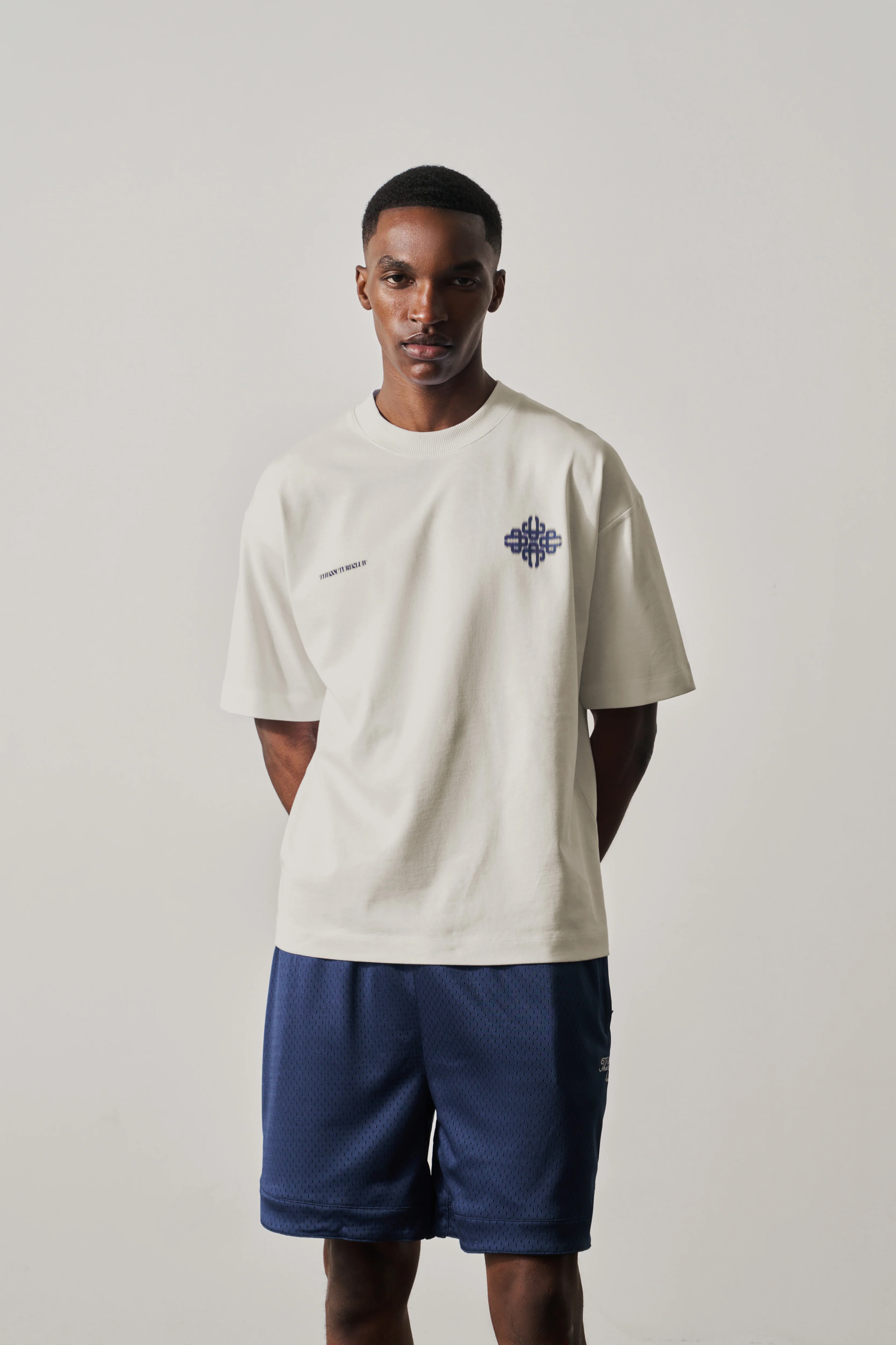 MOTION BLURRED EMBLEM T-SHIRT - OFF WHITE NAVY - Image 2