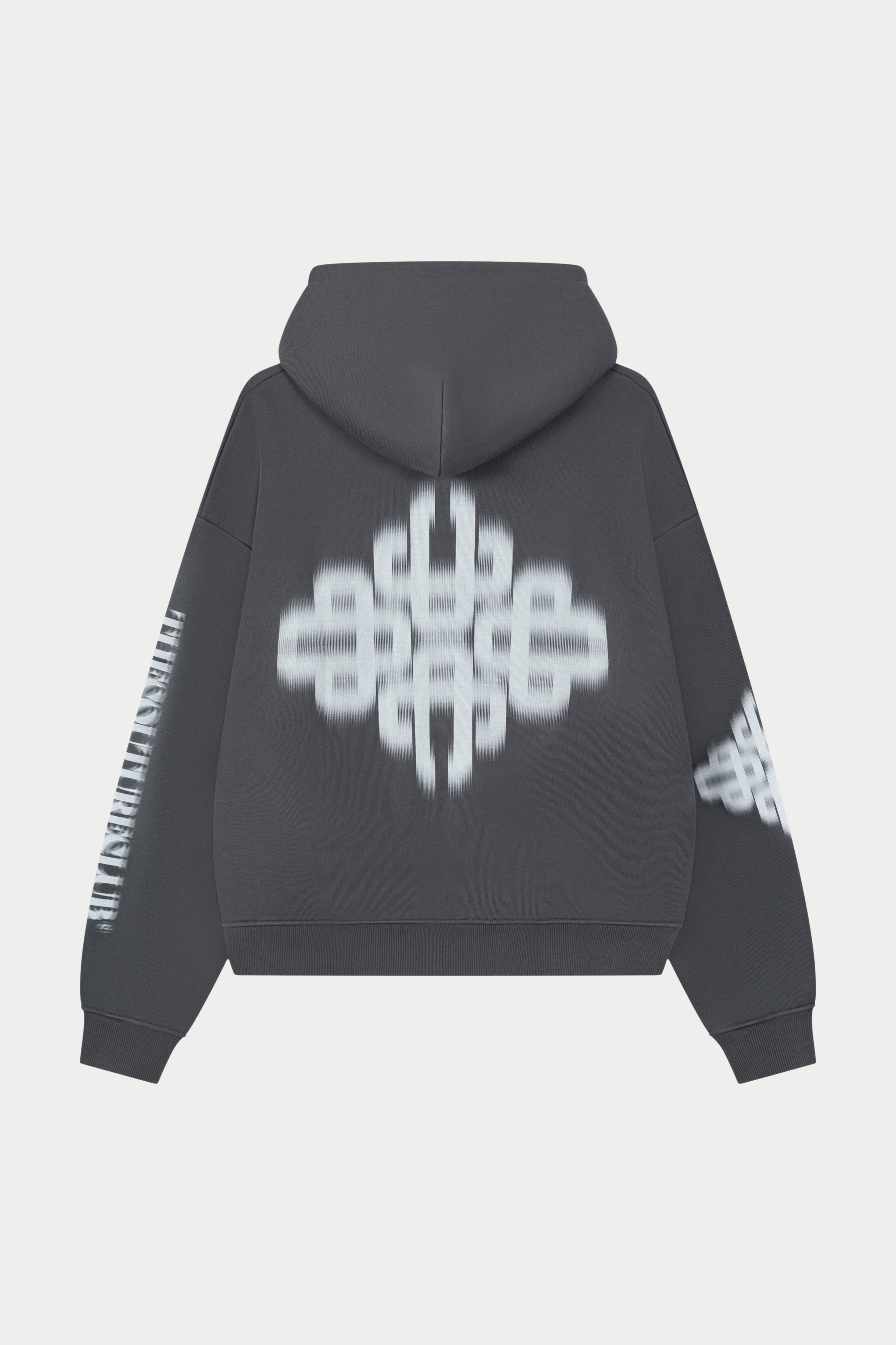 MOTION BLURRED ZIP THROUGH HOODIE - CHARCOAL - Image 7