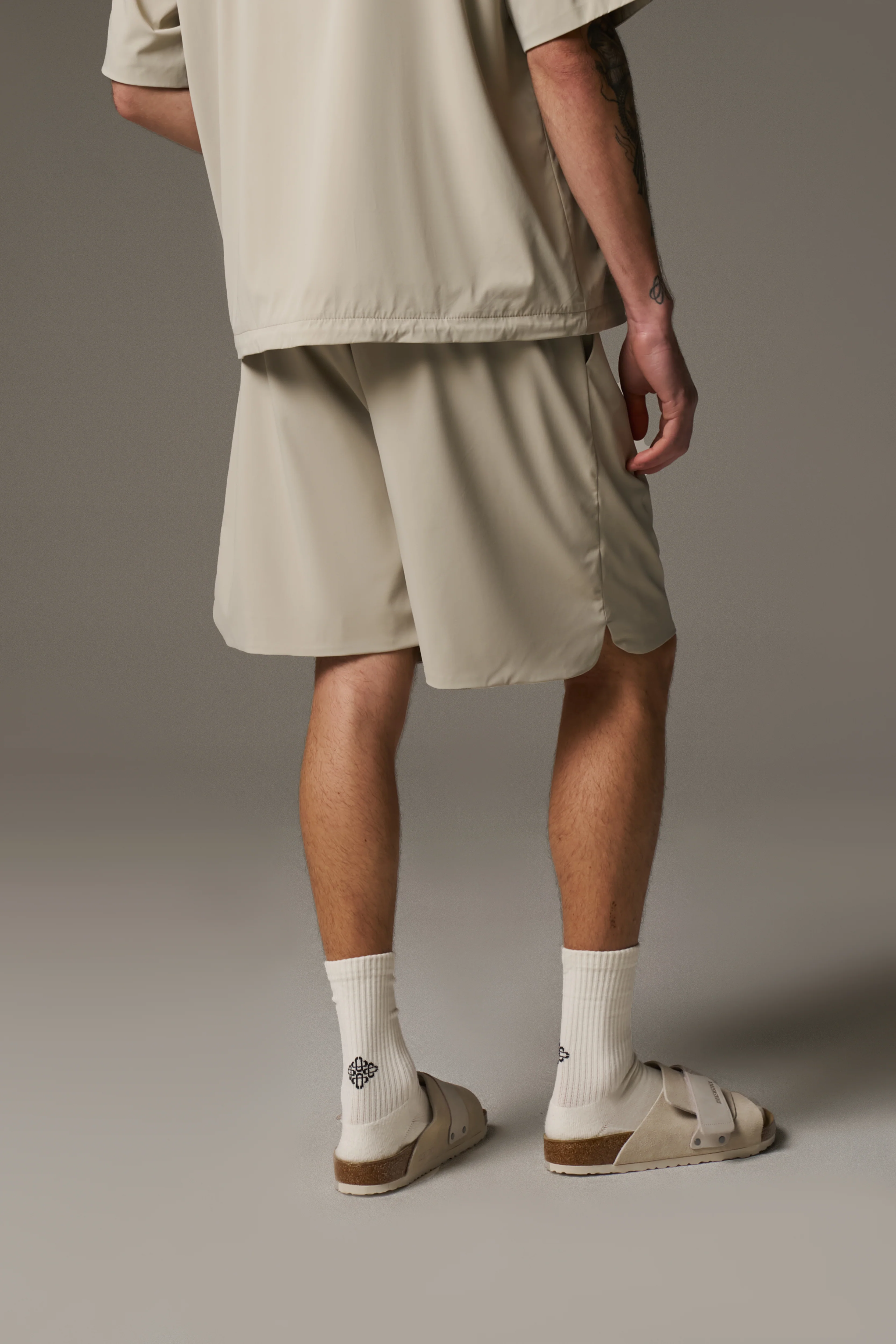 NYLON DRAWCORD SHORTS - STONE - Image 7