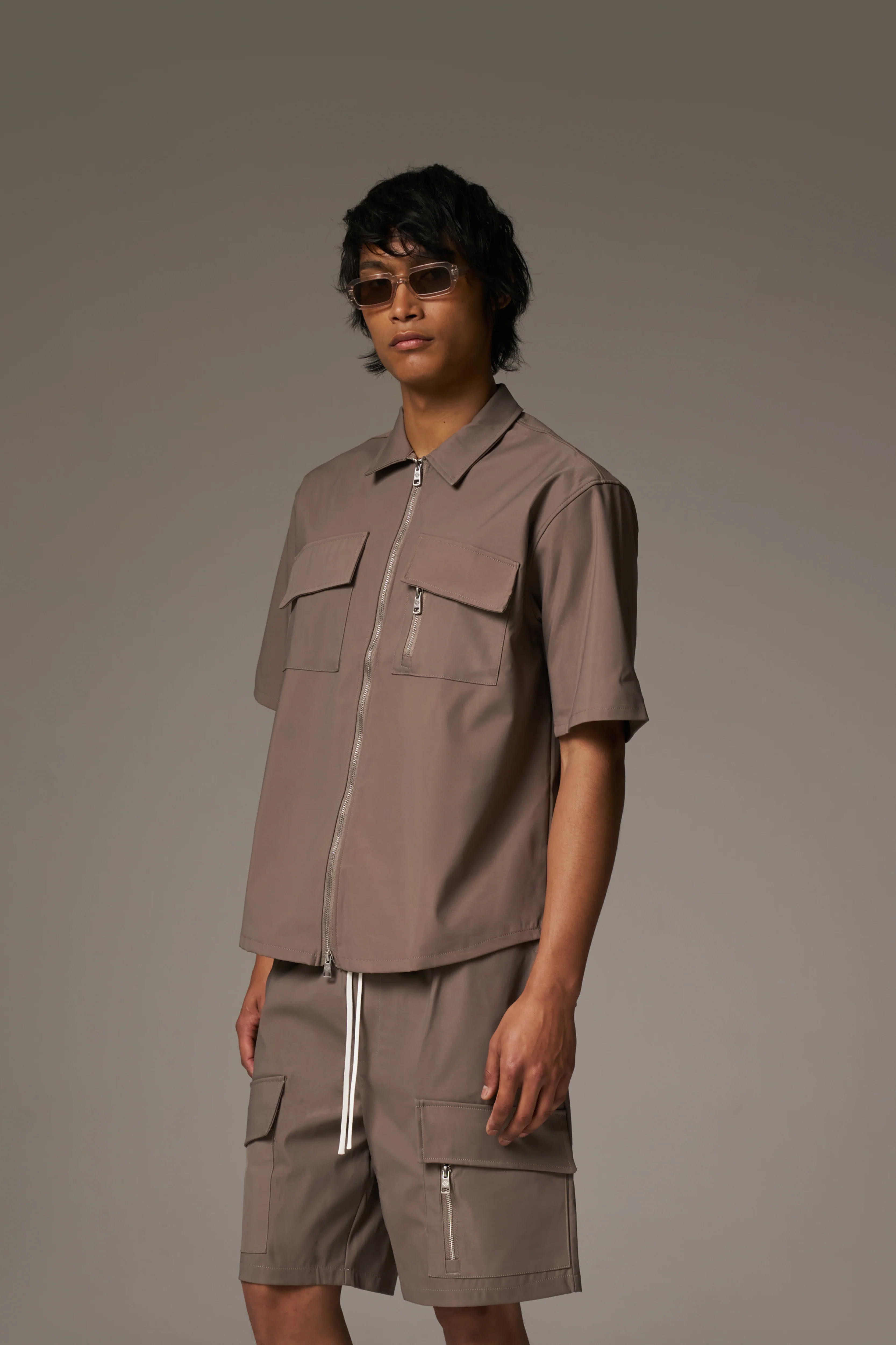 TECHNICAL HEAVYWEIGHT ZIP OVERSHIRT - COFFEE - Image 7