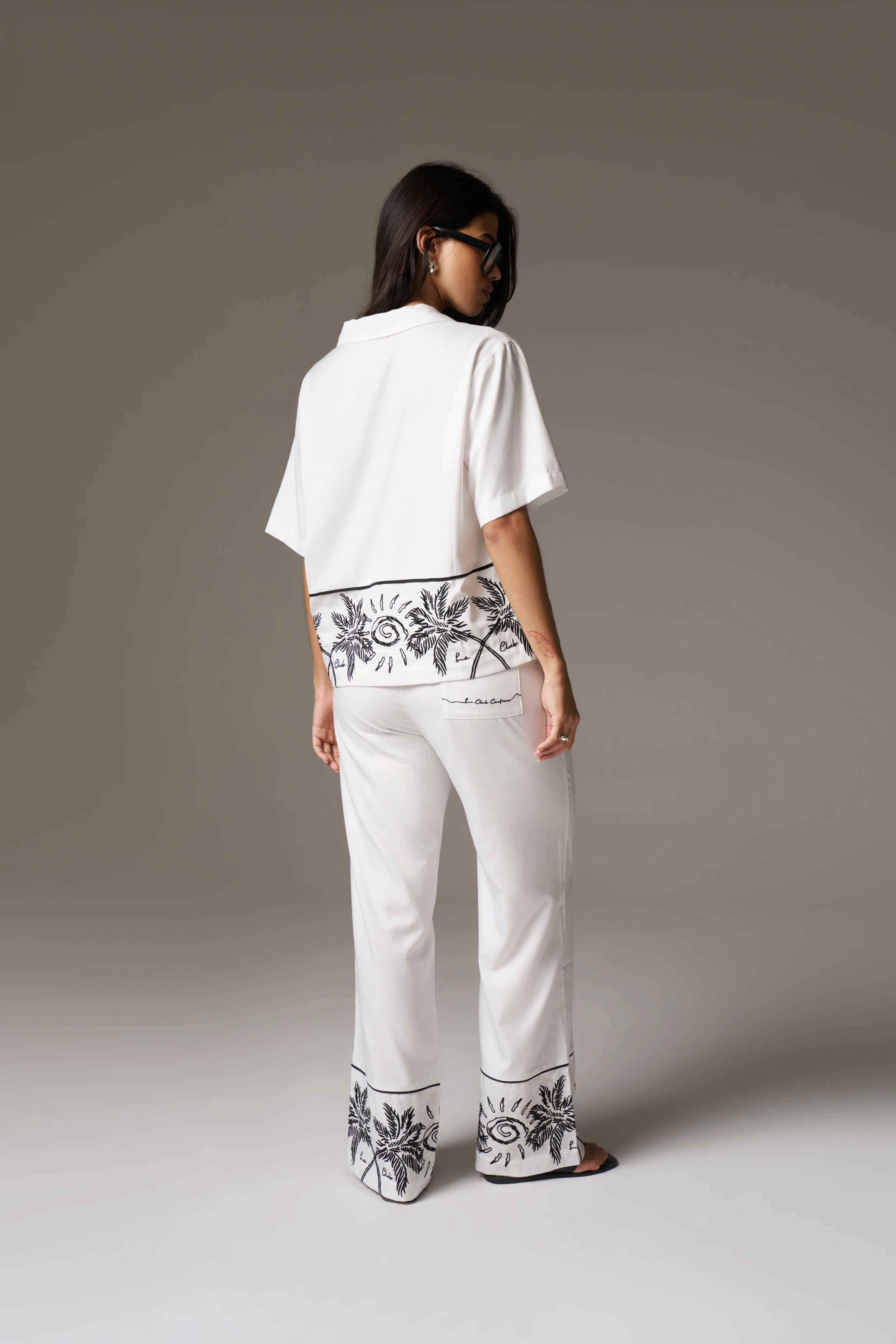 PALM EMBROIDERY SHIRT - WHITE - Image 8