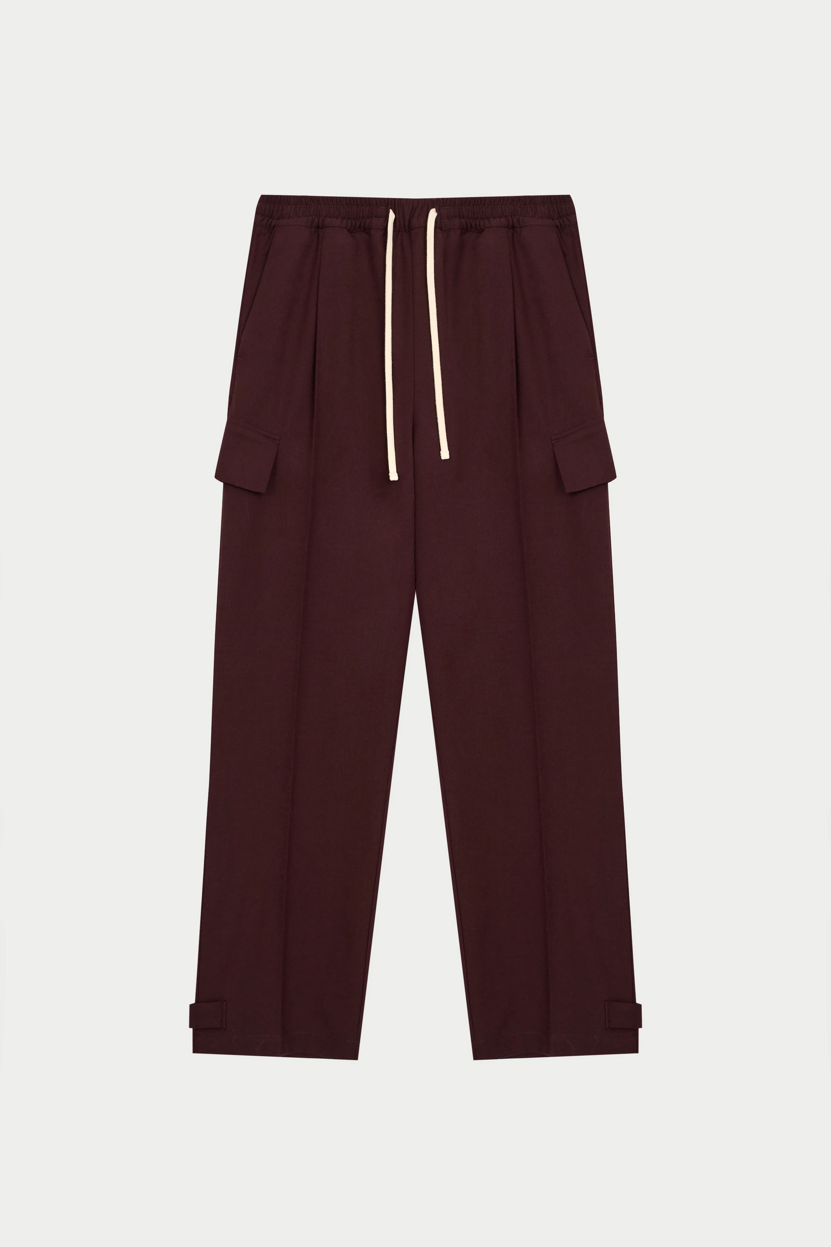 PLEATED WIDE LEG TROUSER - BURGUNDY