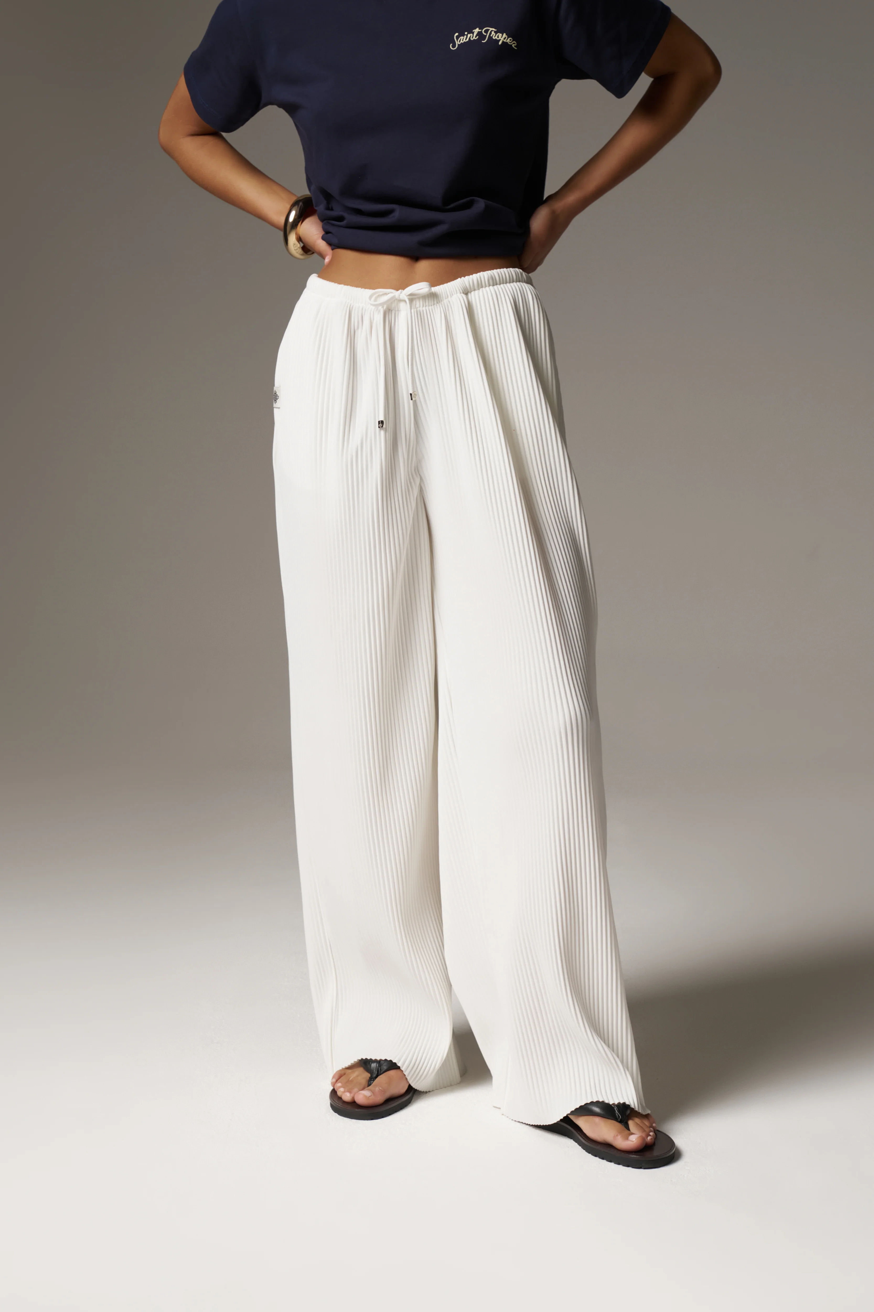 PLISSE TROUSERS - CREAM - Image 3