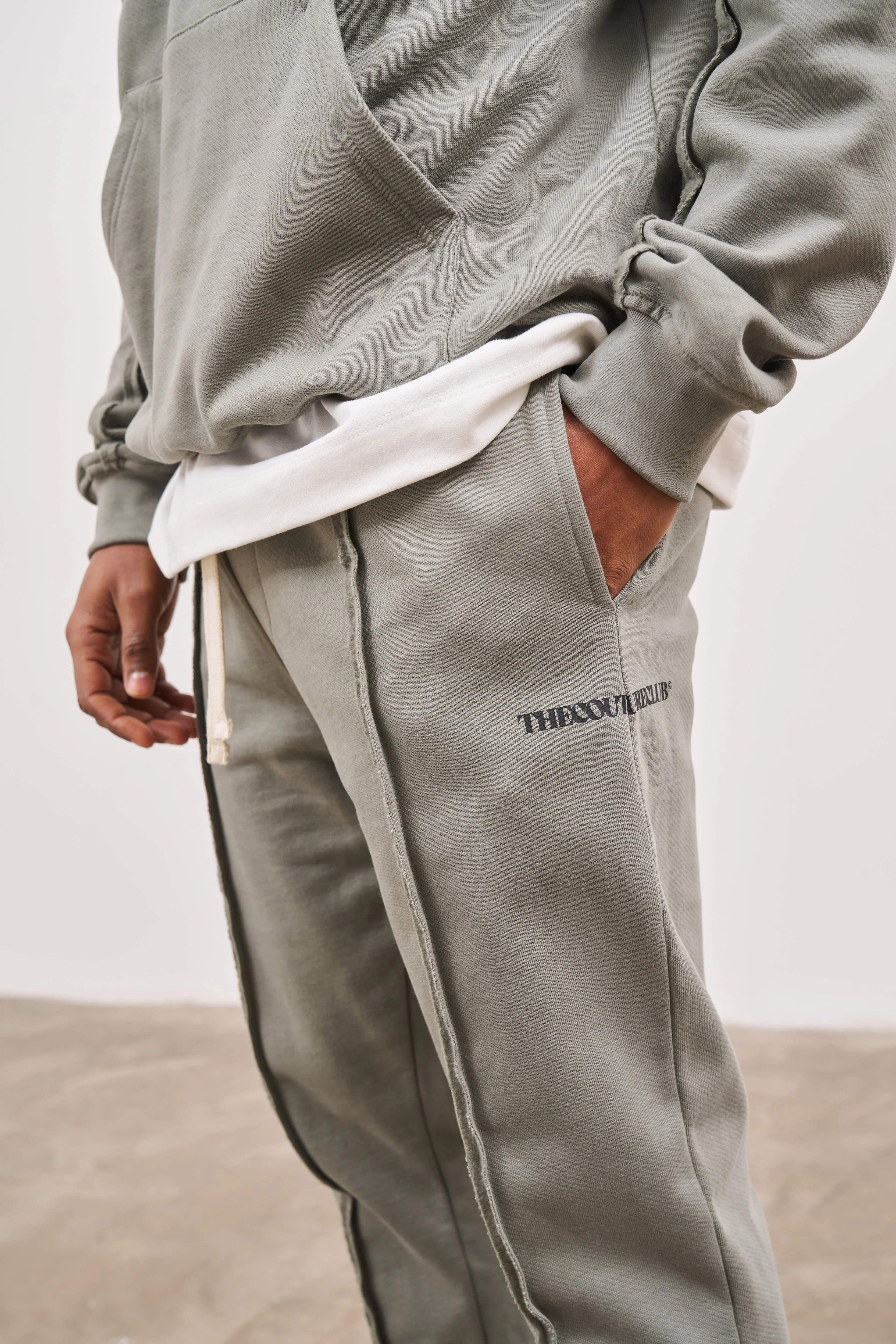 RAW SEAM STRAIGHT LEG JOGGERS - DARK SAGE - Image 5