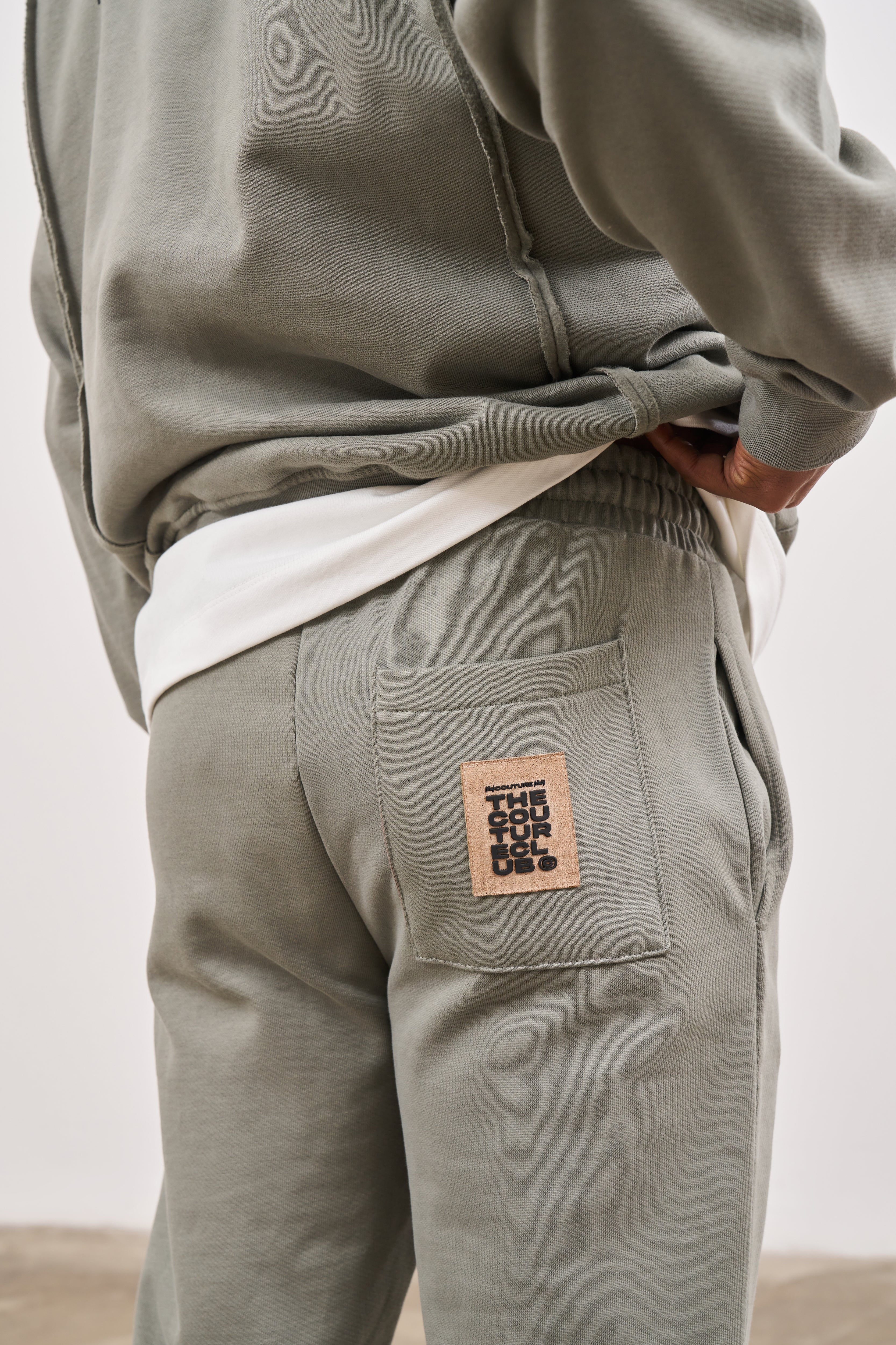 RAW SEAM STRAIGHT LEG JOGGERS - DARK SAGE - Image 8