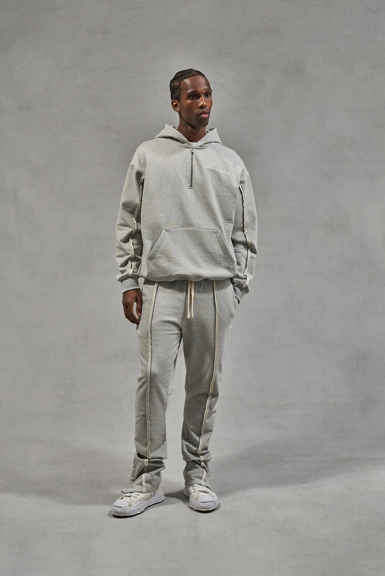 RAW SEAM STRAIGHT LEG JOGGERS - GREY MARL - Image 3