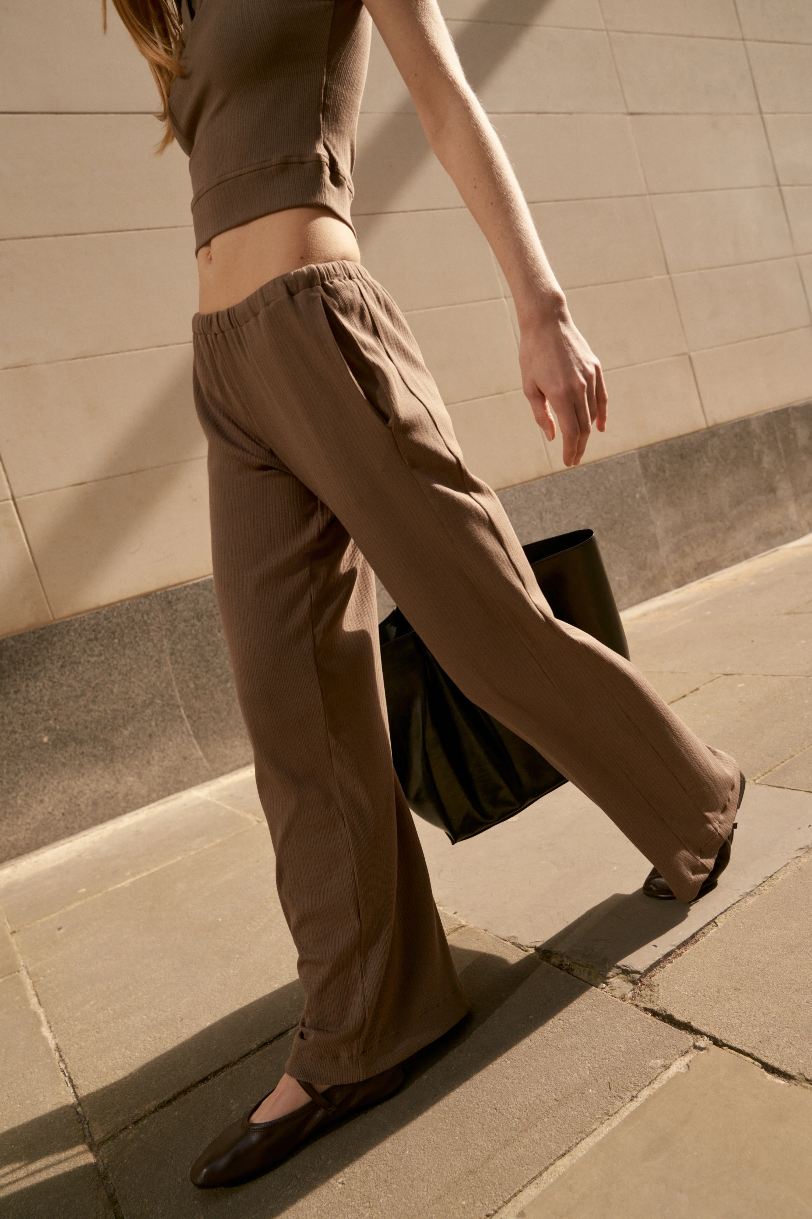 RIBBED TROUSERS - BROWN - Image 4