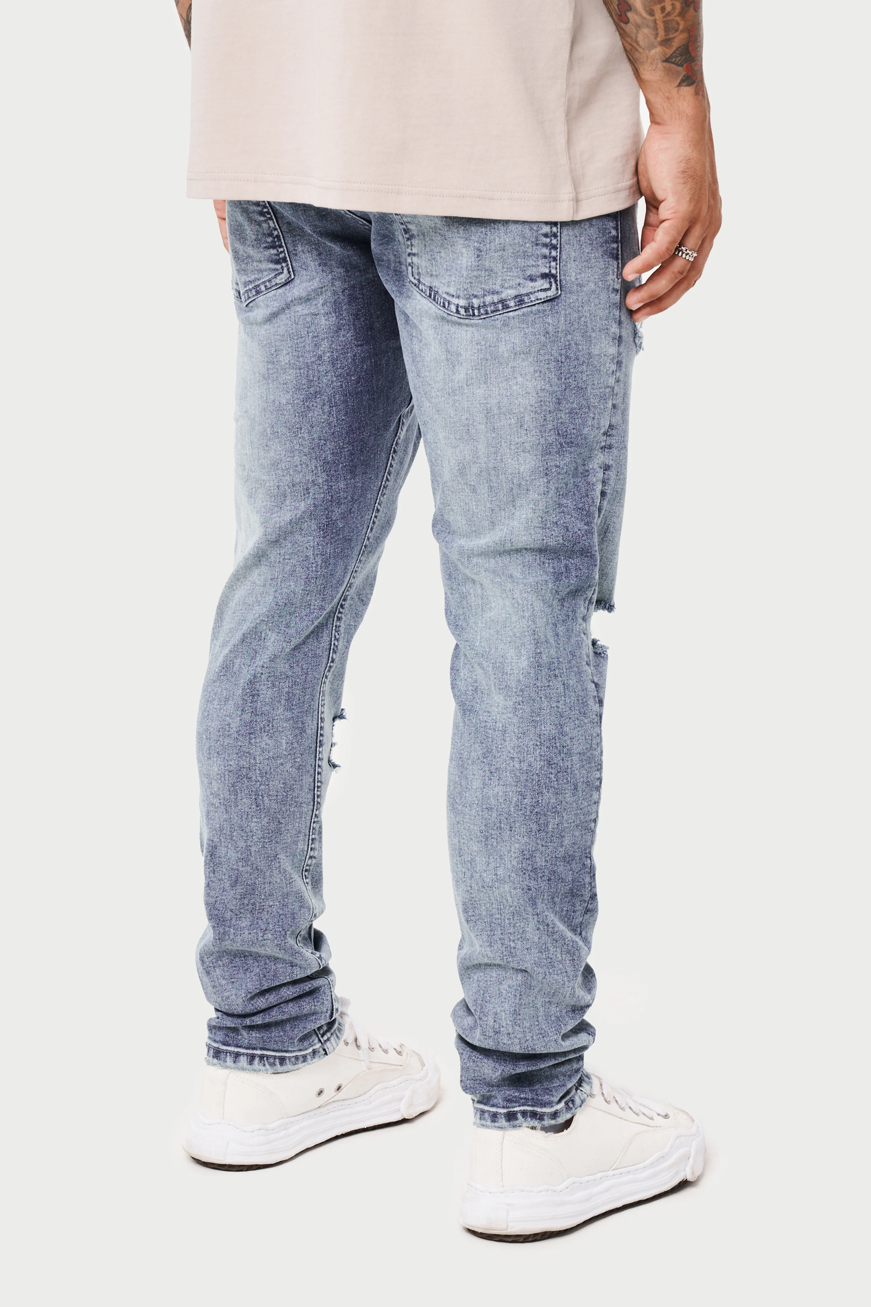 RIP AND REPAIR STACKED JEANS - BLUE WASH - Image 6