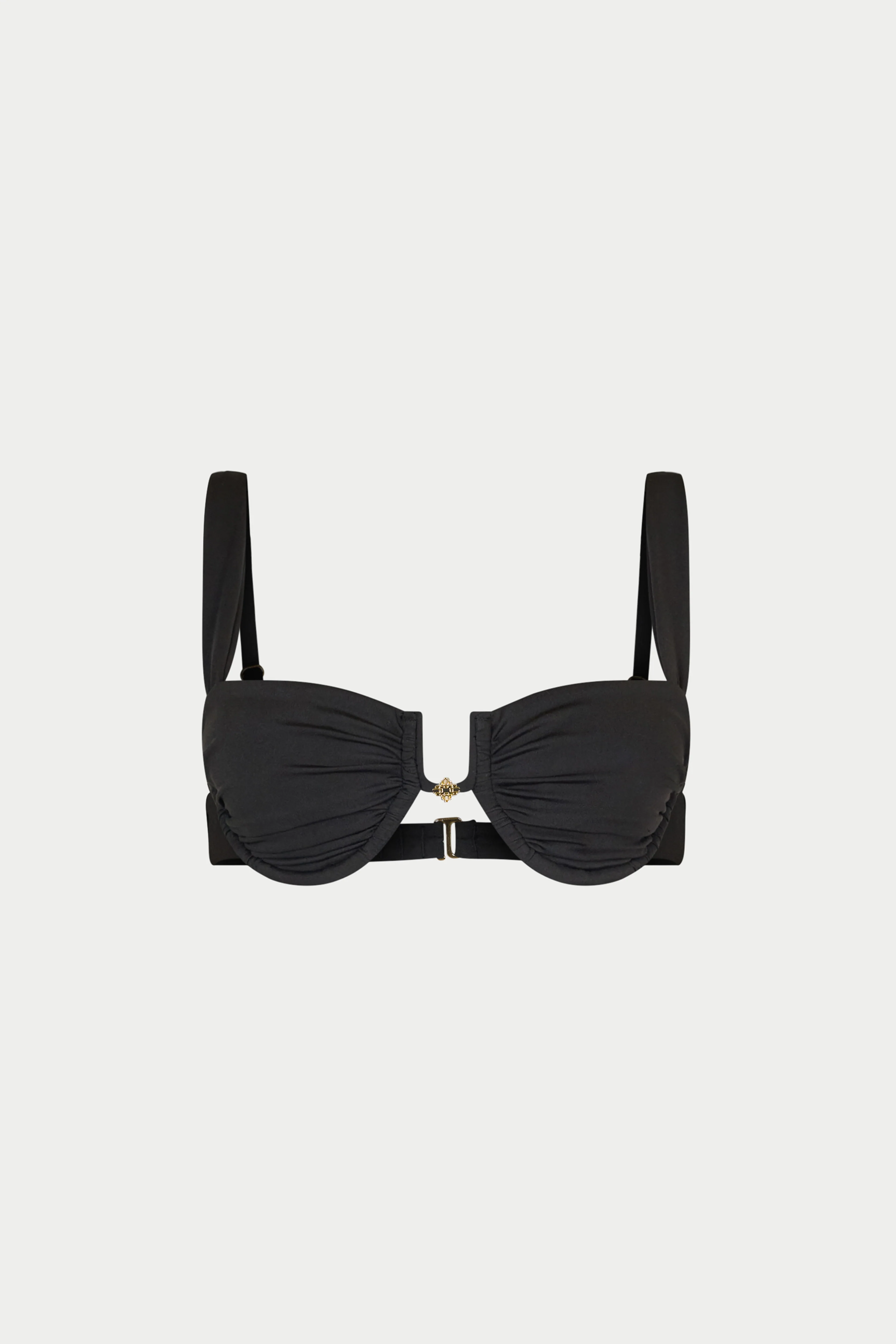 RUCHED CUP BIKINI TOP - BLACK