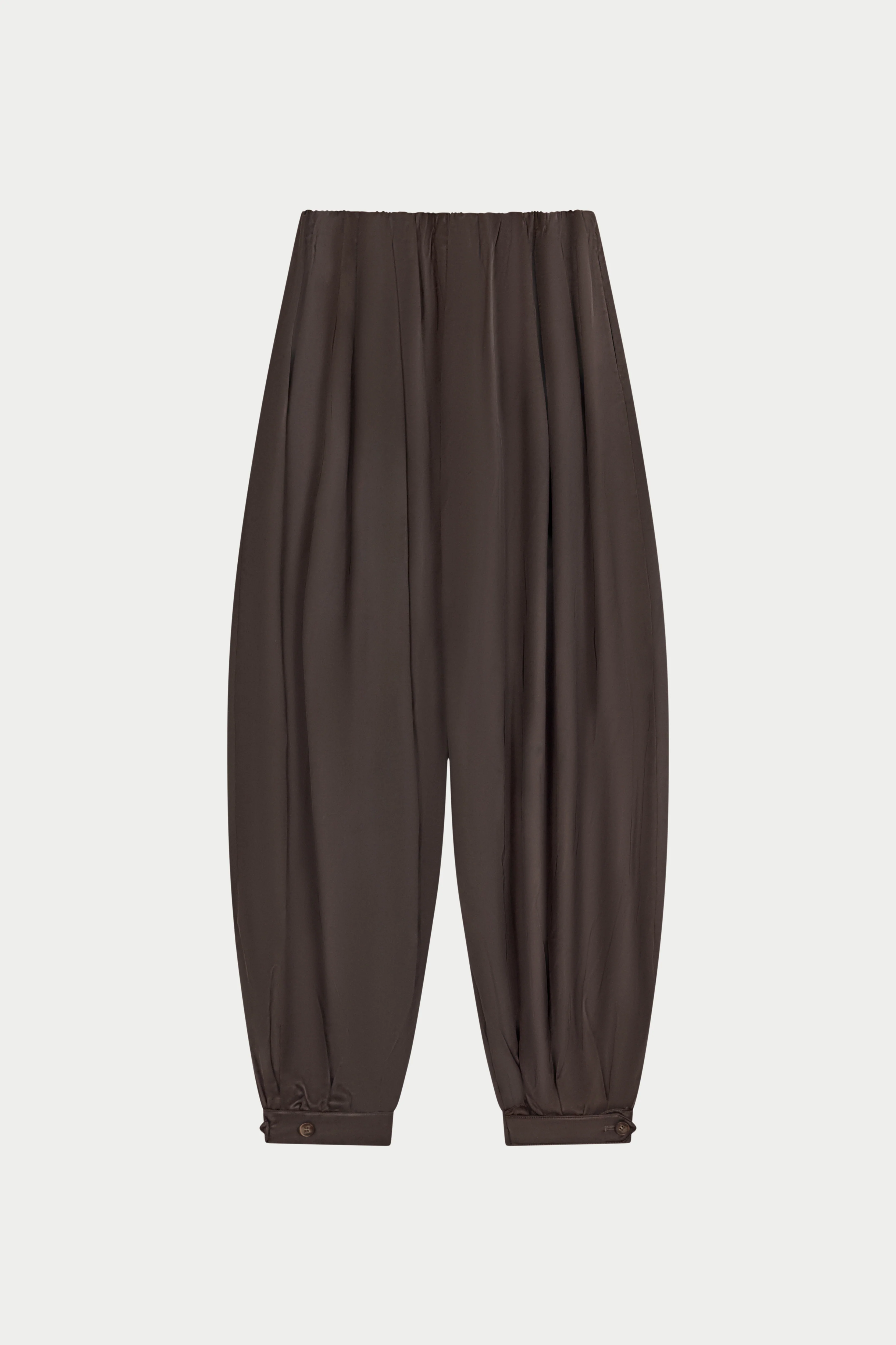 SATIN GATHERED BALLOON TROUSERS - CHOCOLATE - Image 6