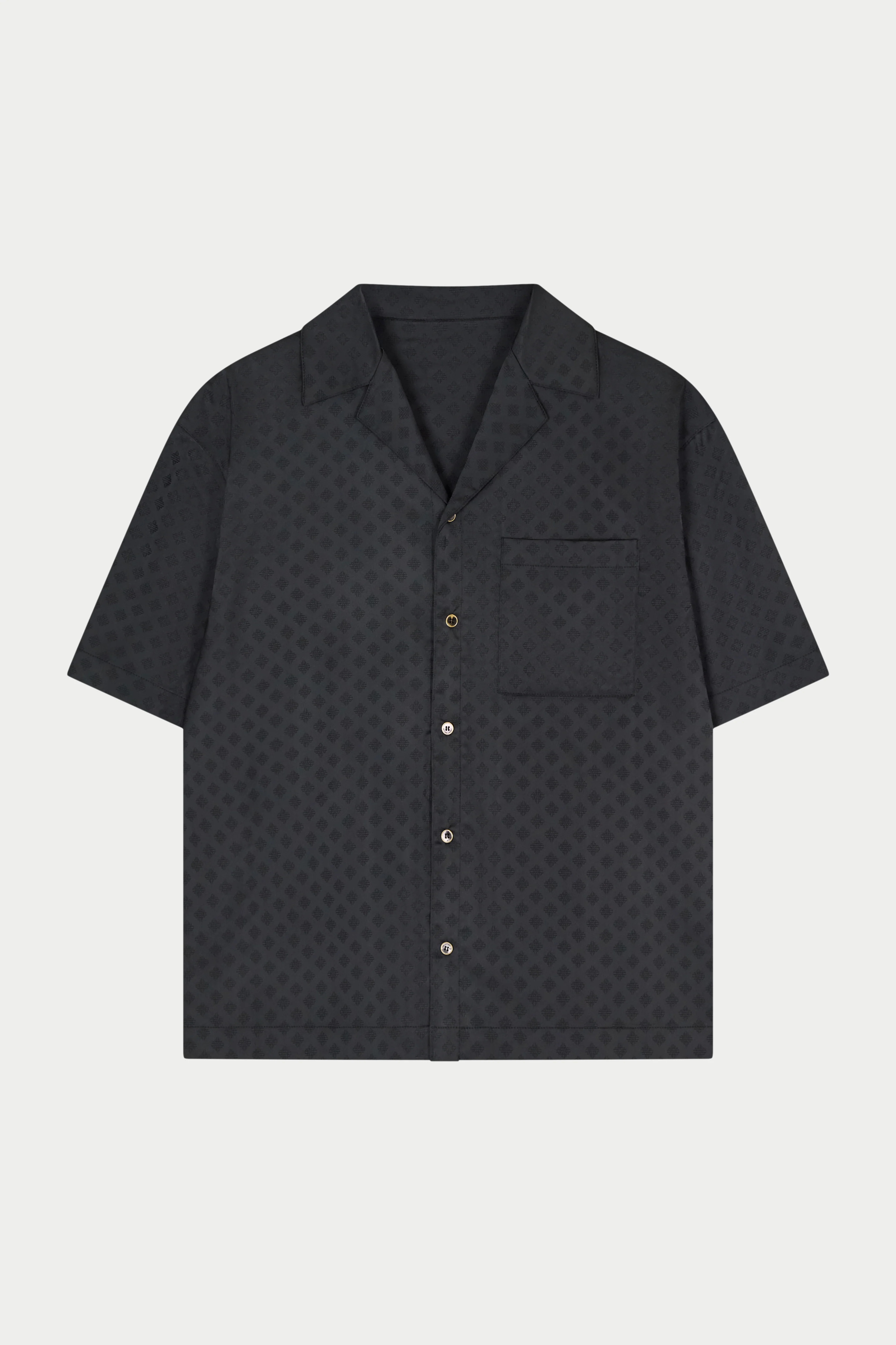 SATIN JACQUARD SHIRT - BLACK