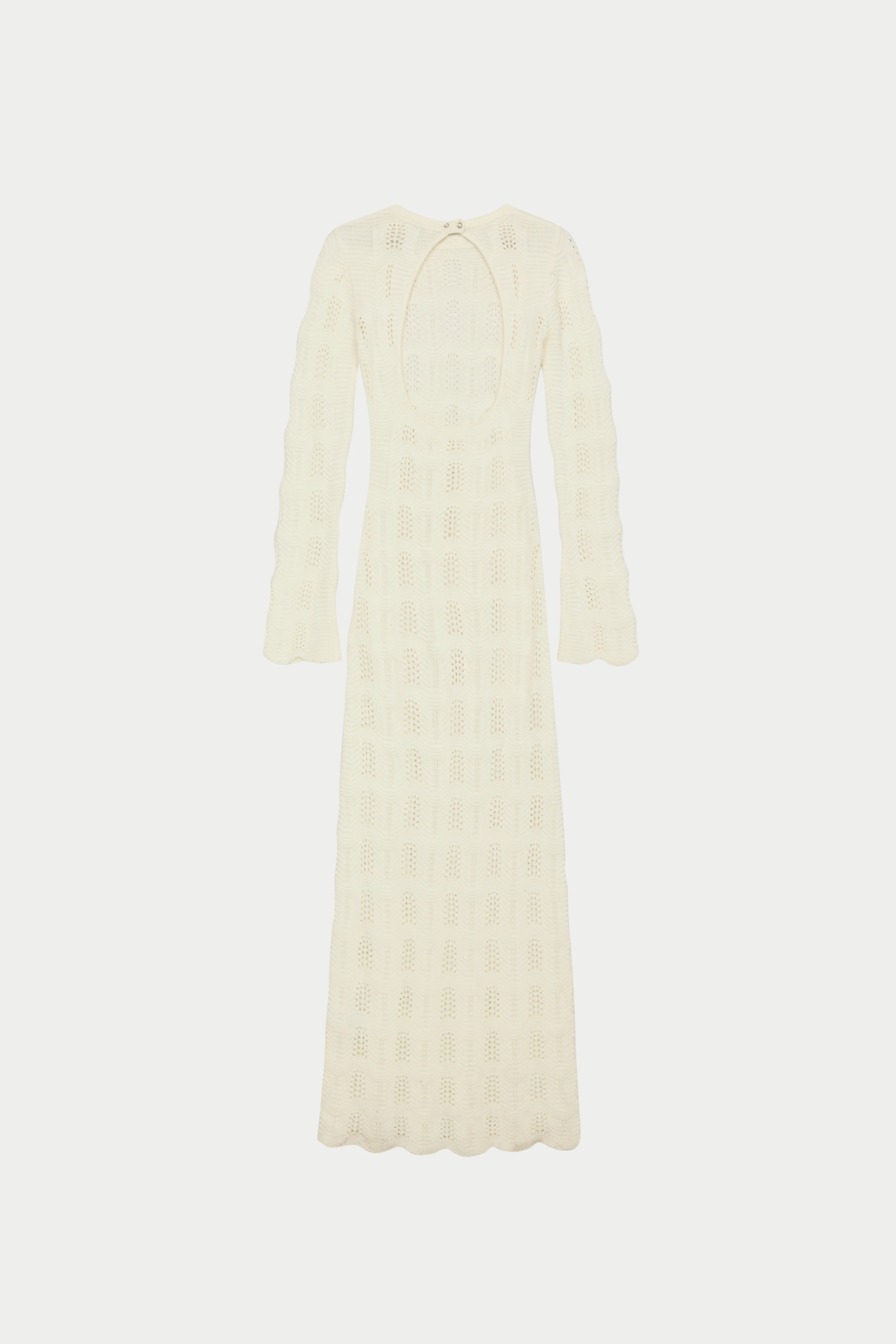 SCALLOP EDGE KNITTED MAXI DRESS - OFF WHITE - Image 9