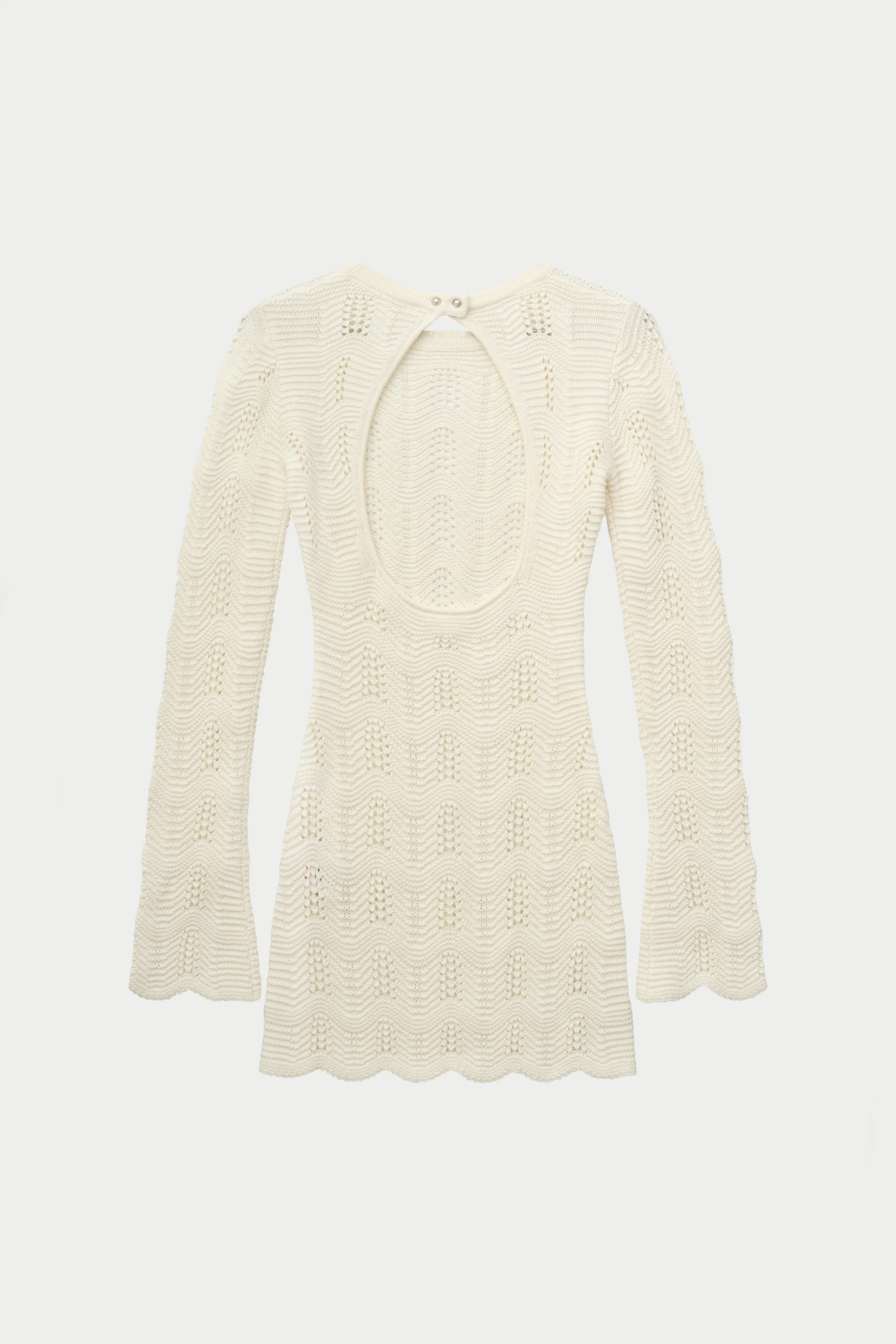SCALLOP EDGE KNITTED MINI DRESS - OFF WHITE - Image 13