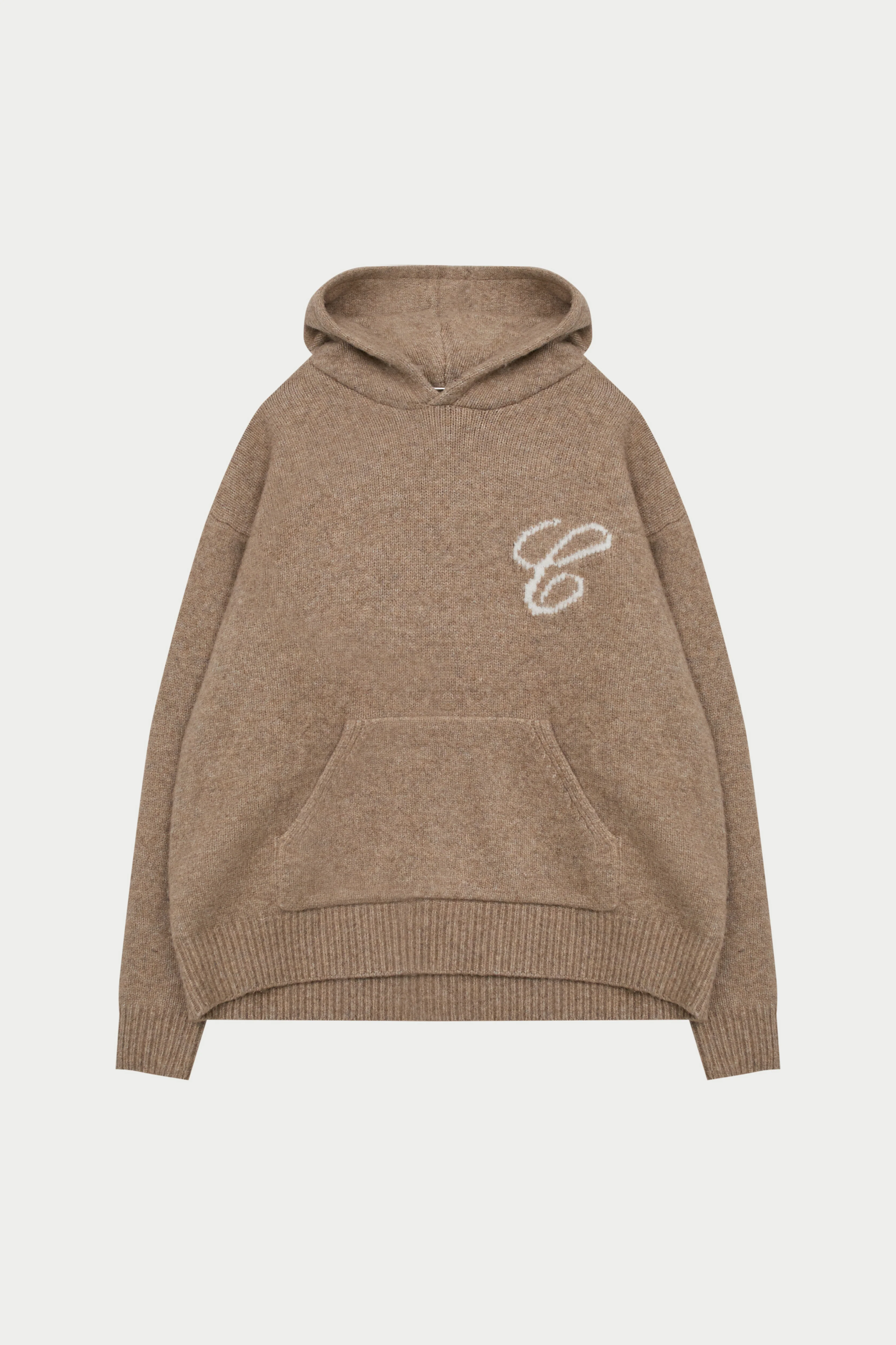 SCRIPT LOGO GRAPHIC KNITTED HOODIE - BEIGE - Image 7
