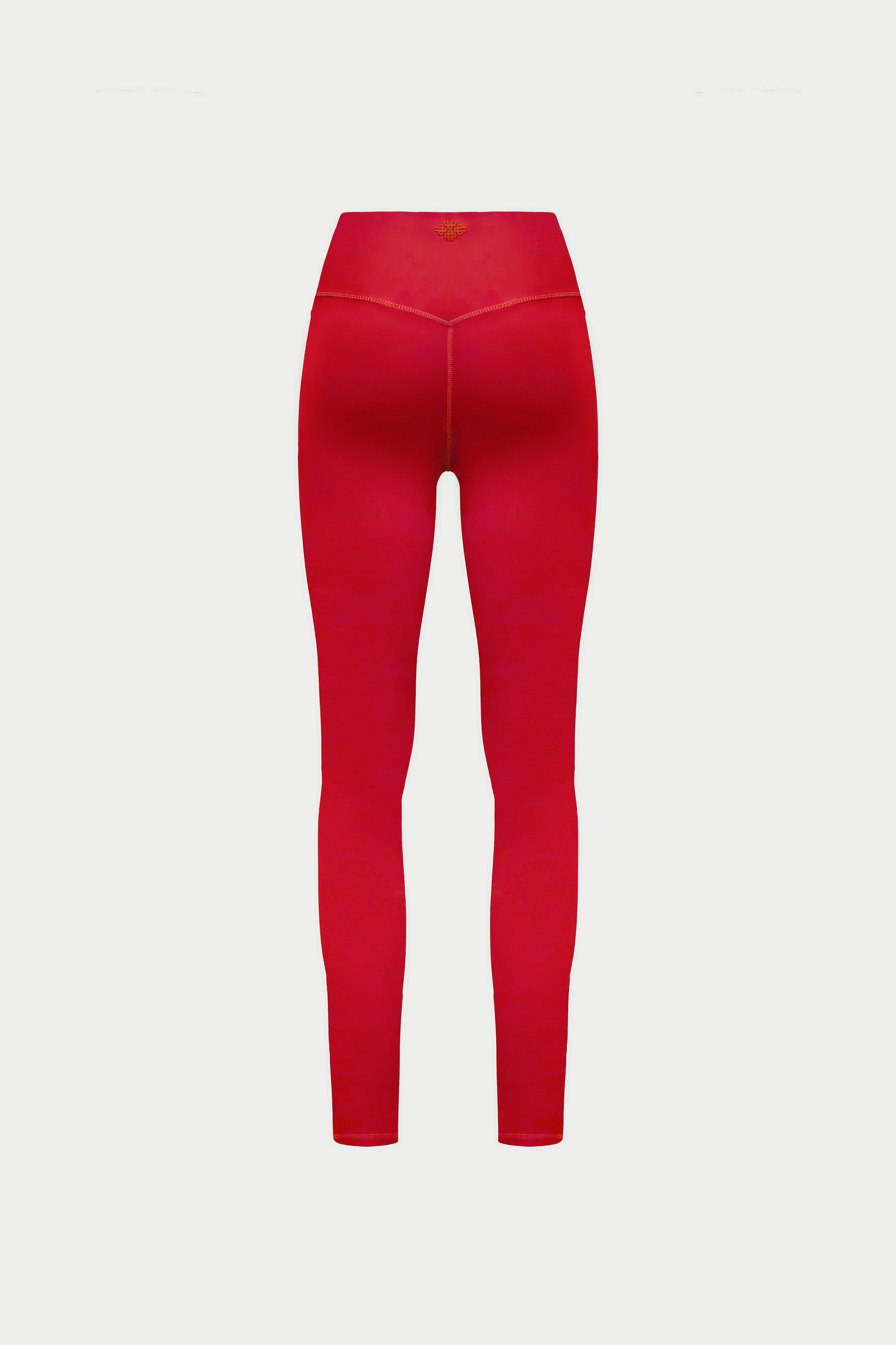 SCULPTING STRETCH EMBLEM LEGGINGS - RED - Image 8