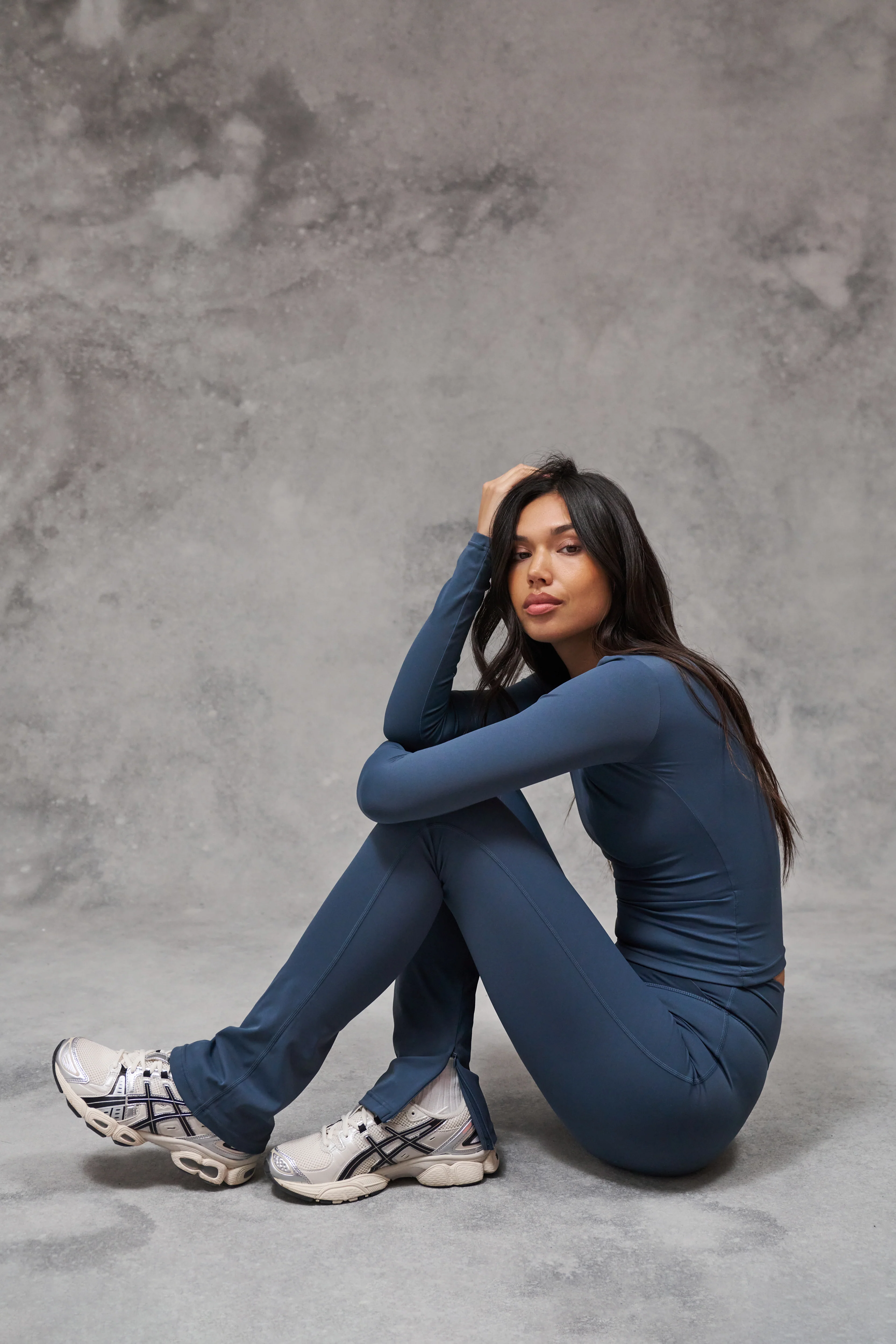 SCULPTING STRETCH ZIP HEM LEGGINGS - PETROL BLUE - Image 7