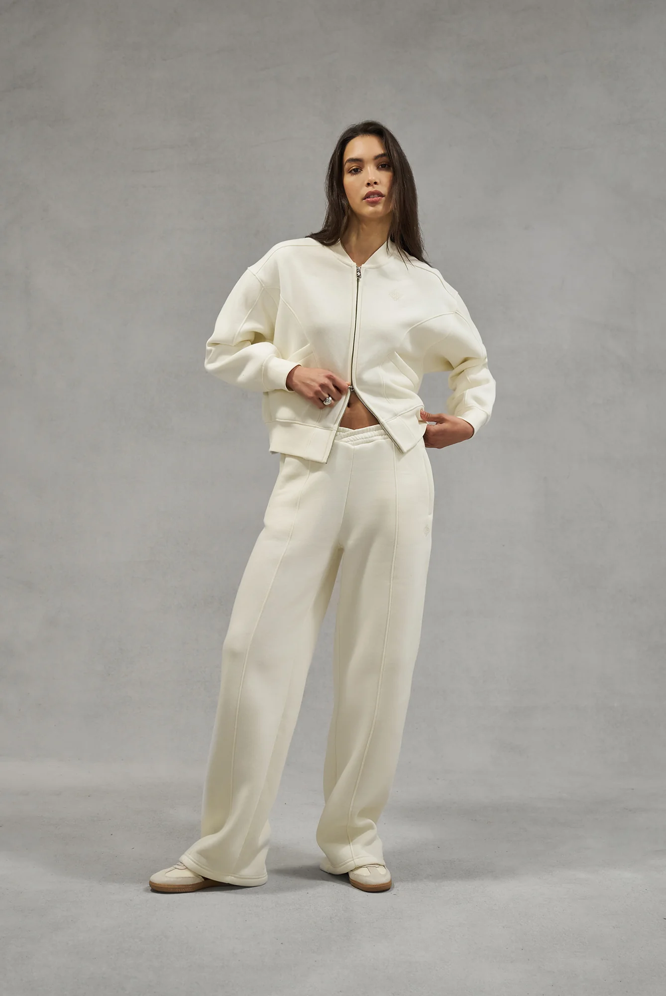 SEAM DETAIL CROSSOVER WAISTBAND JOGGERS - OFF WHITE - Image 5
