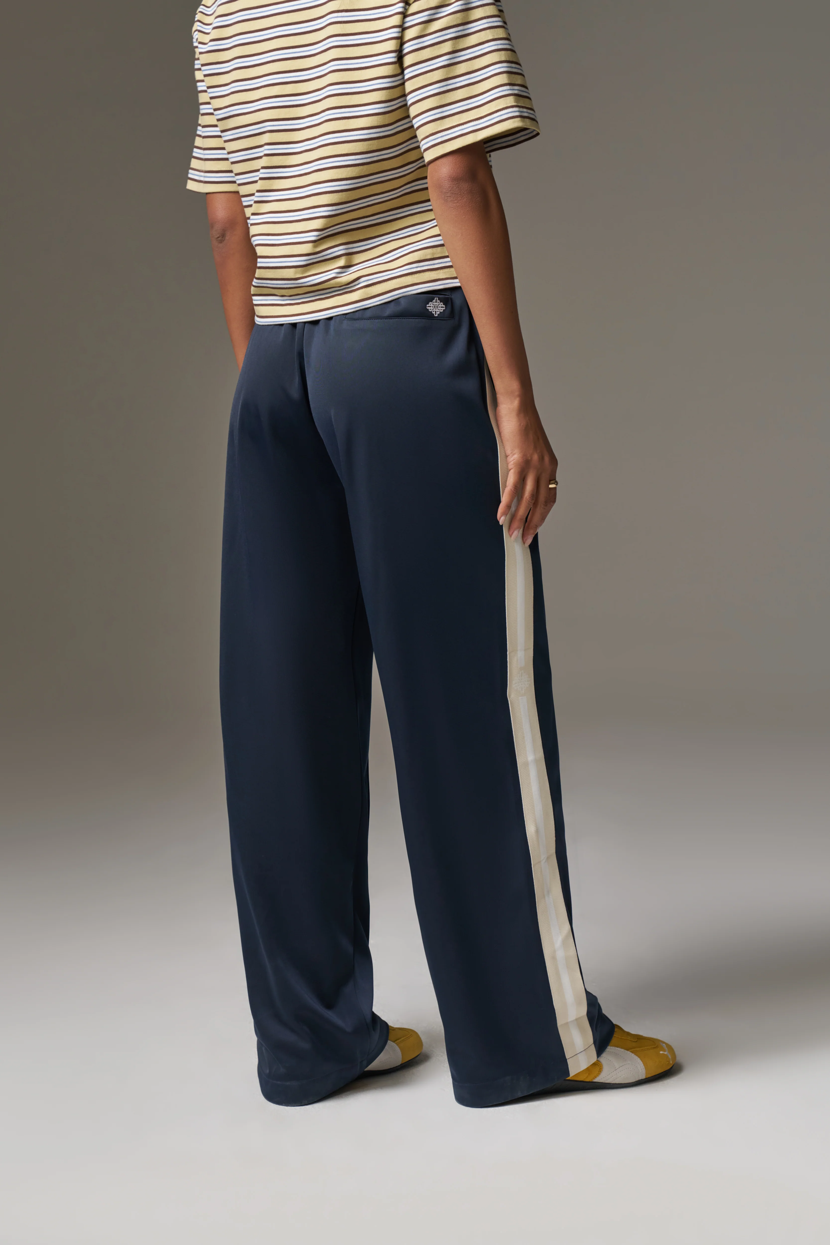 SIDE STRIPE WIDE LEG JOGGERS - NAVY - Image 7