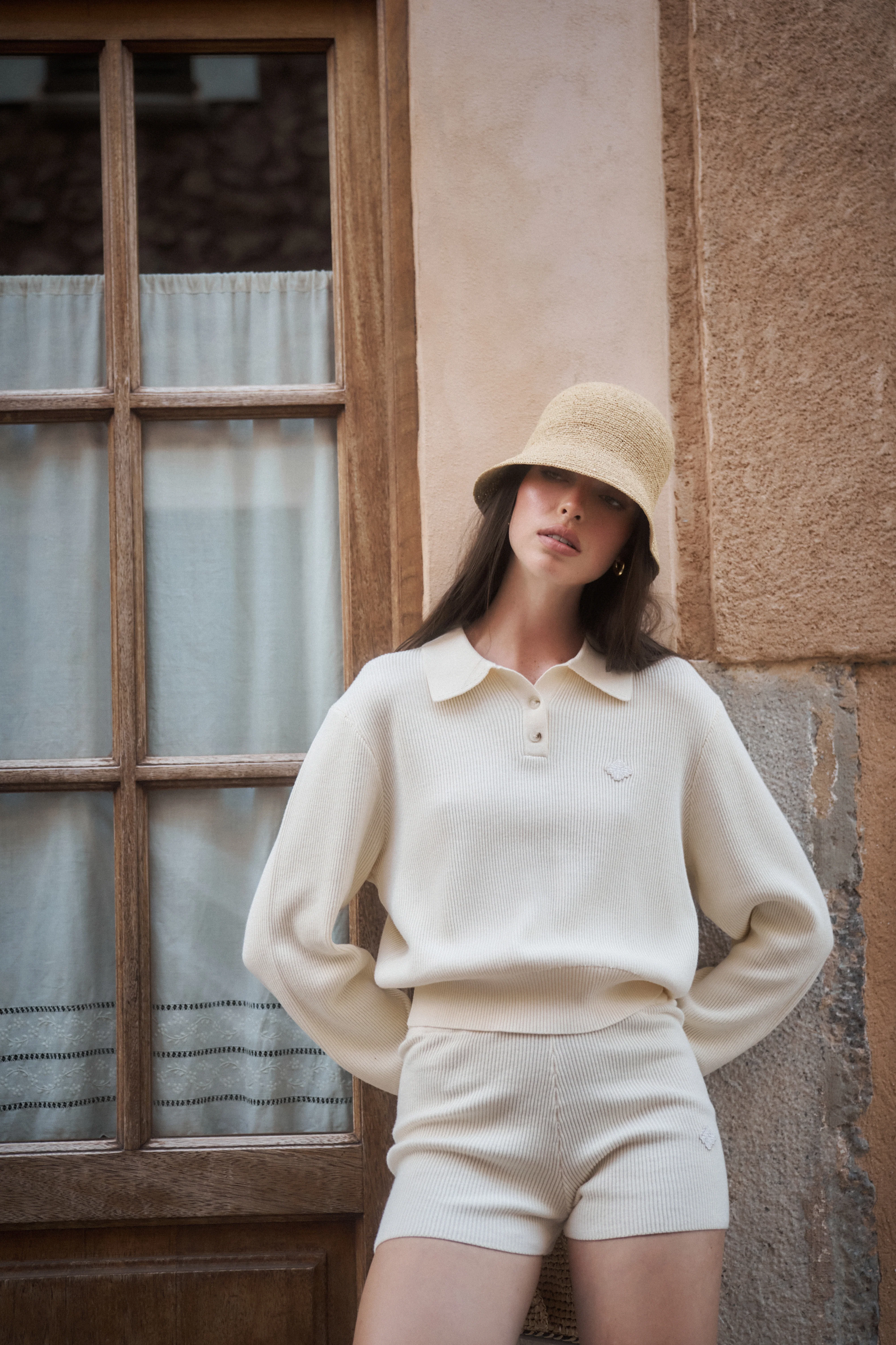 KNITTED MINI SHORTS - BUTTERMILK - Image 8