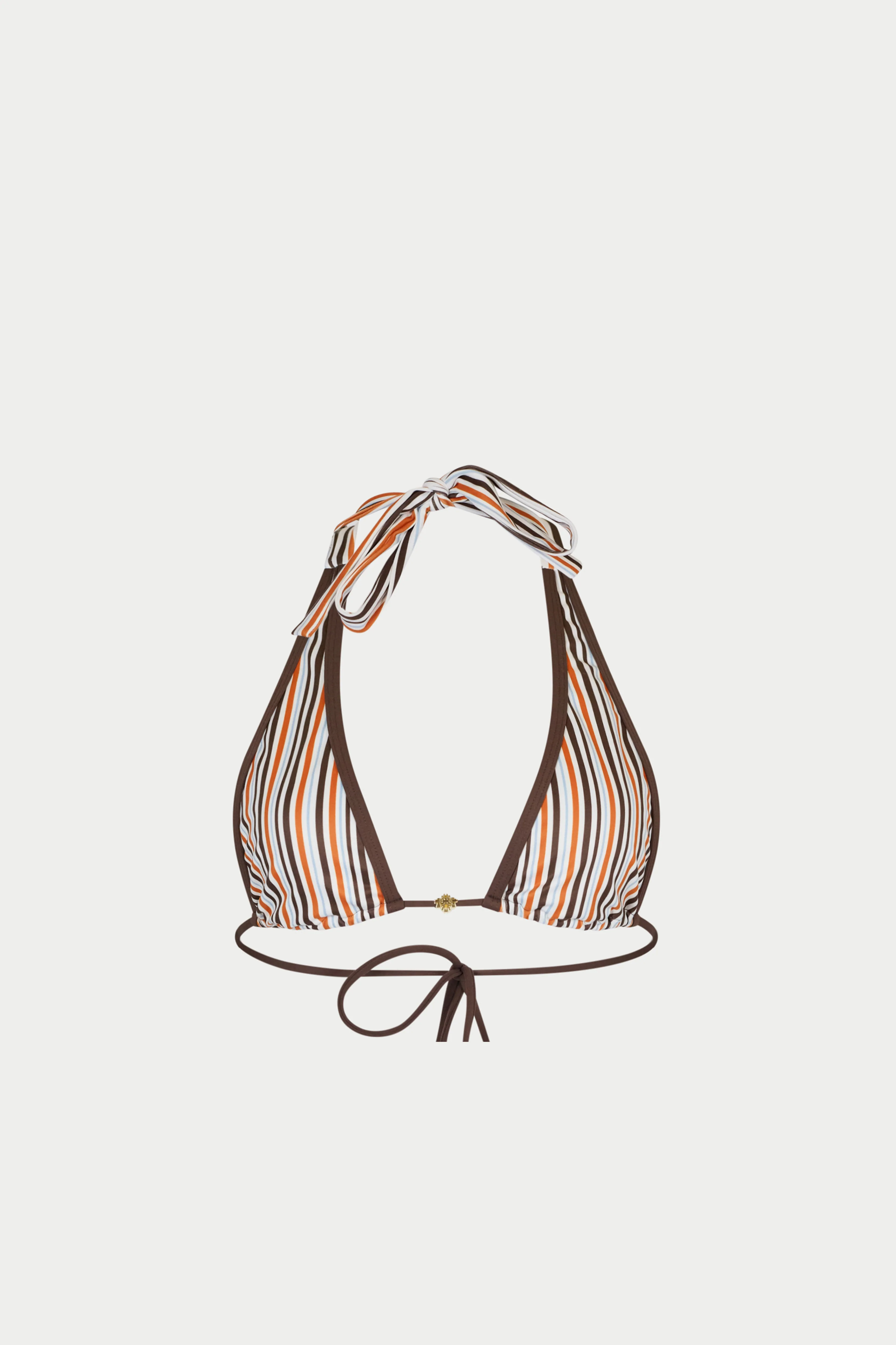 STRIPE TRIANGLE BIKINI TOP - CHOCOLATE