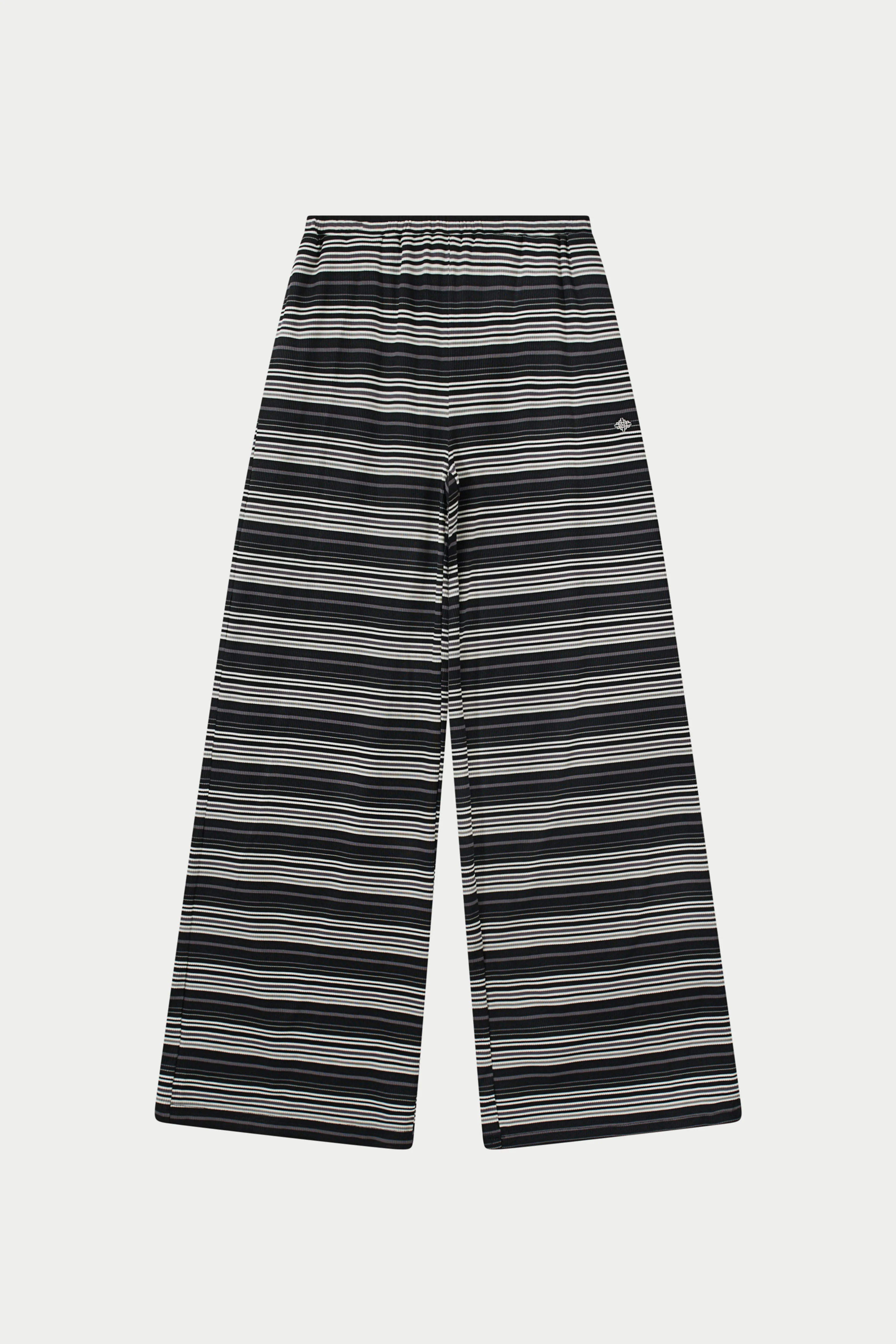 STRIPE WIDE LEG TROUSERS - BLACK