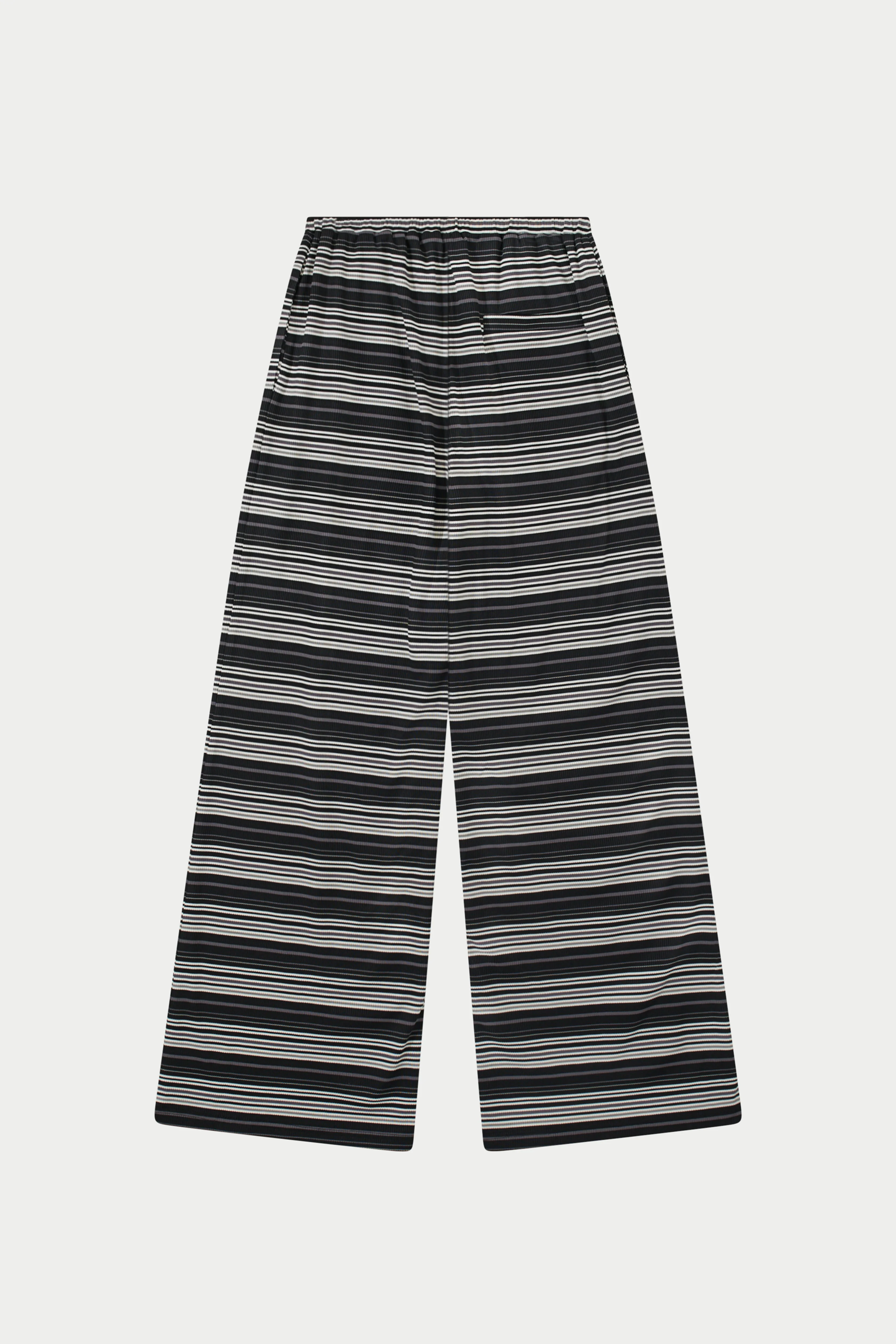 STRIPE WIDE LEG TROUSERS - BLACK - Image 6