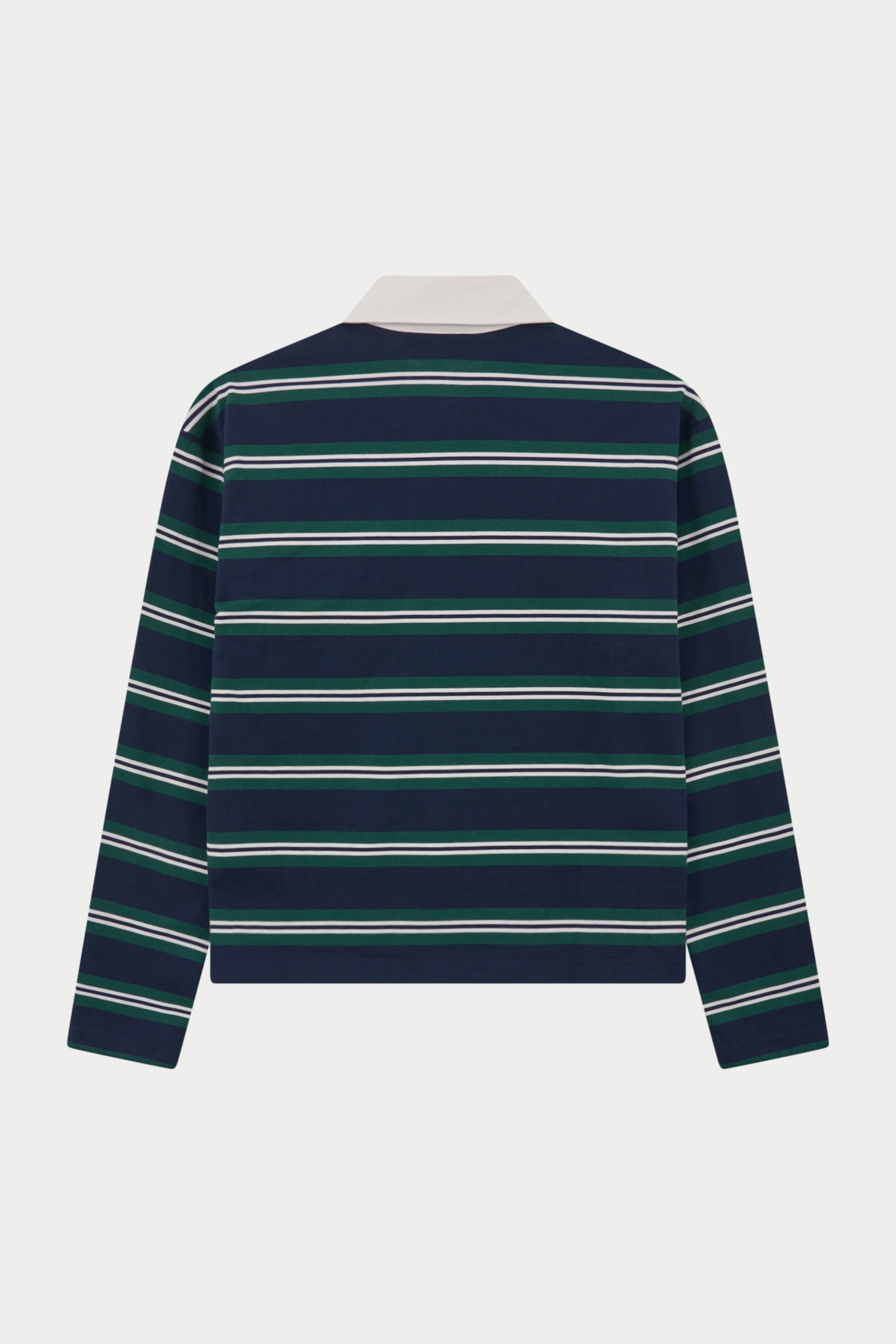 STRIPED LONG SLEEVE POLO TEE - NAVY - Image 7
