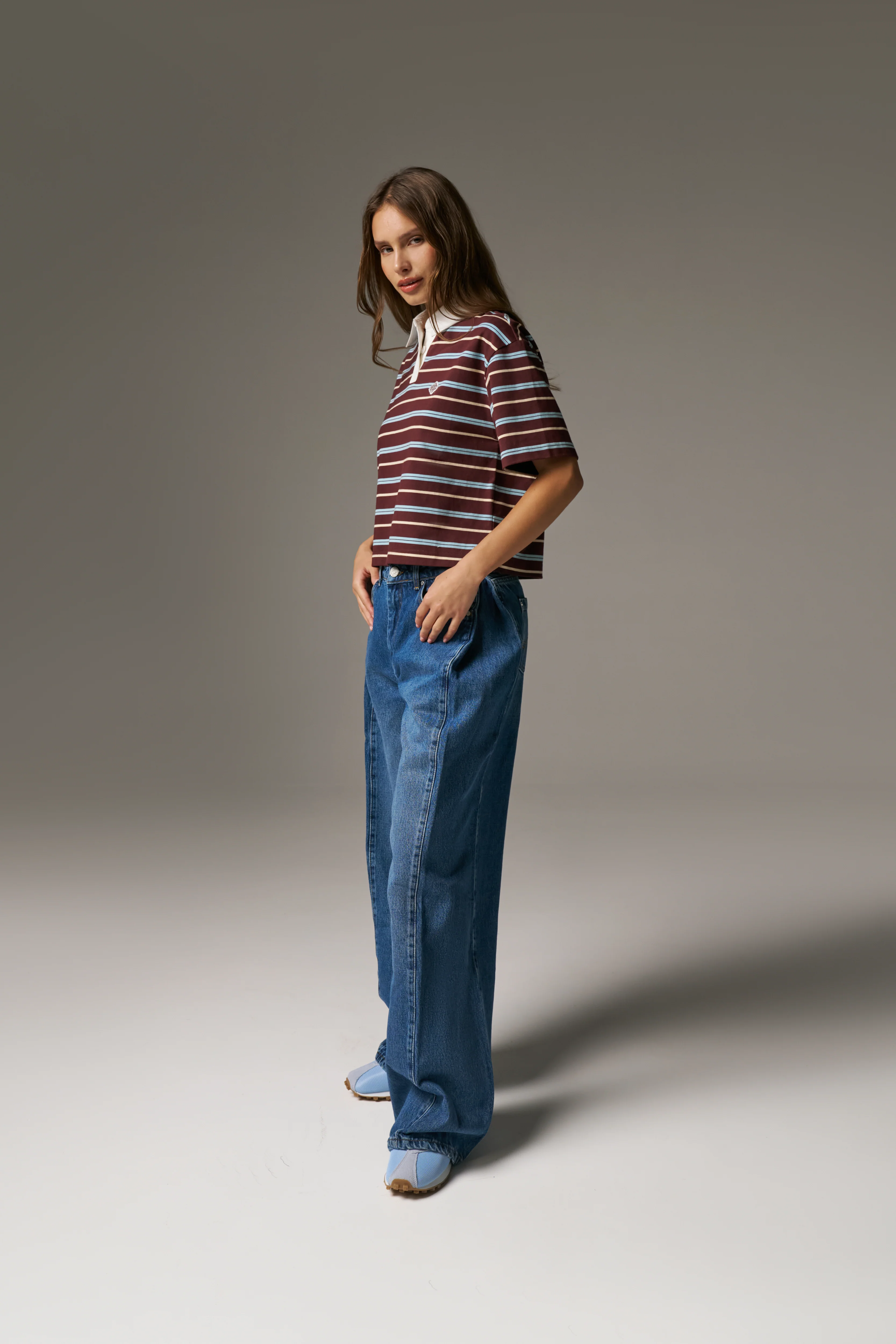 STRIPED POLO TEE - CHOCOLATE - Image 7