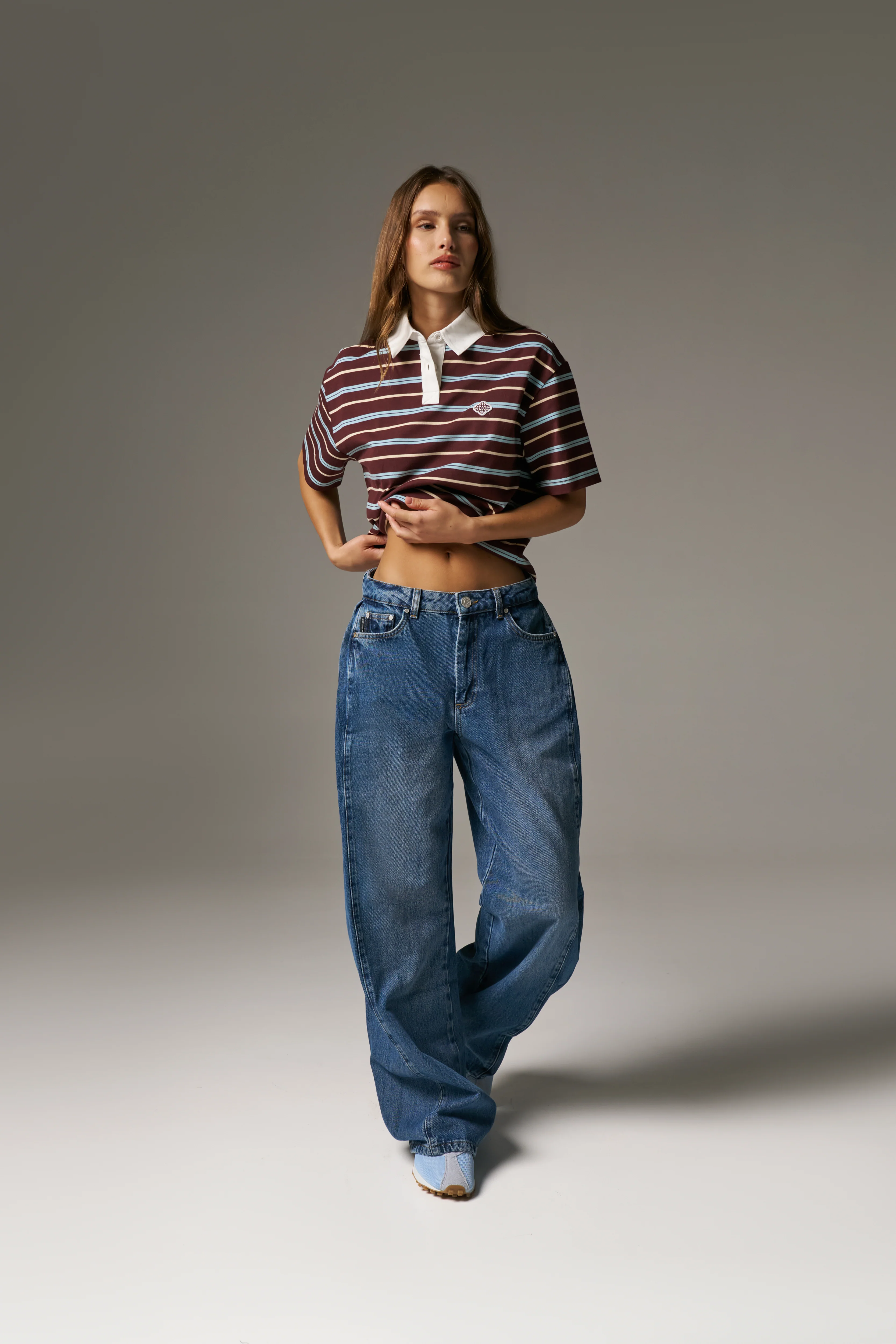 STRIPED POLO TEE - CHOCOLATE - Image 8