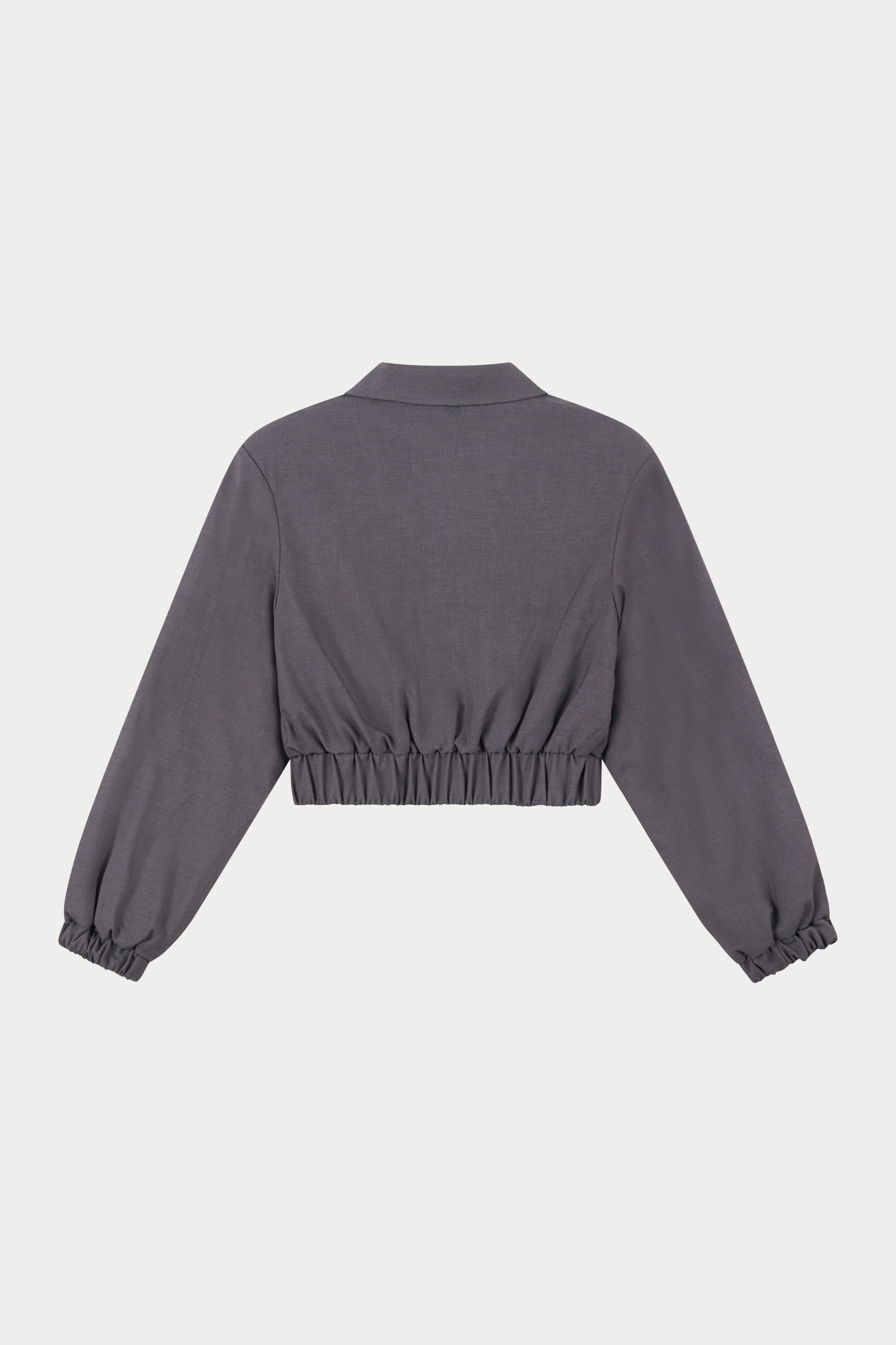 TAILORED SHOULDER PADDED BOMBER JACKET - GREY - Image 8