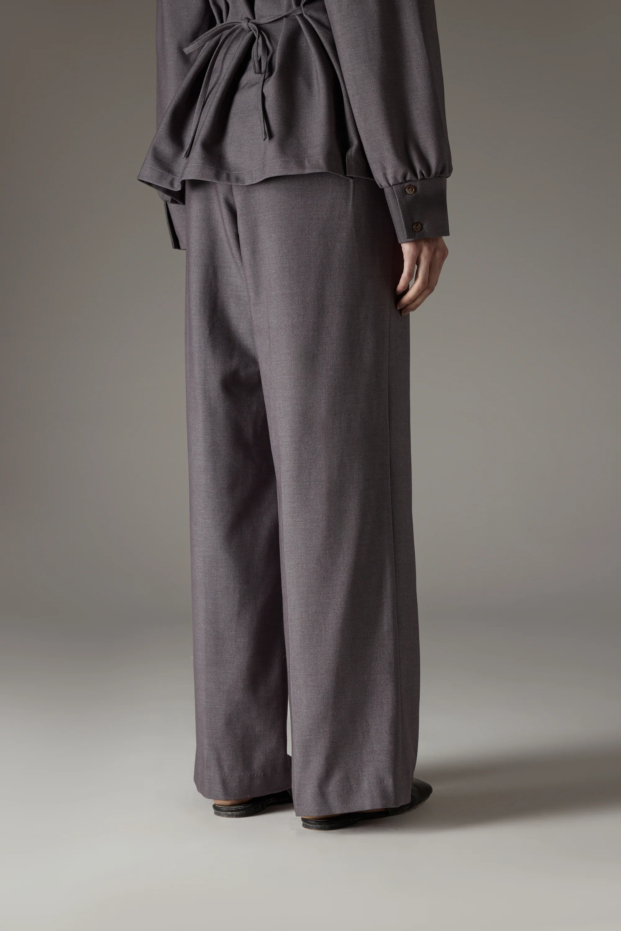 TAILORED WAISTBAND DETAIL TROUSERS - GREY - Image 7