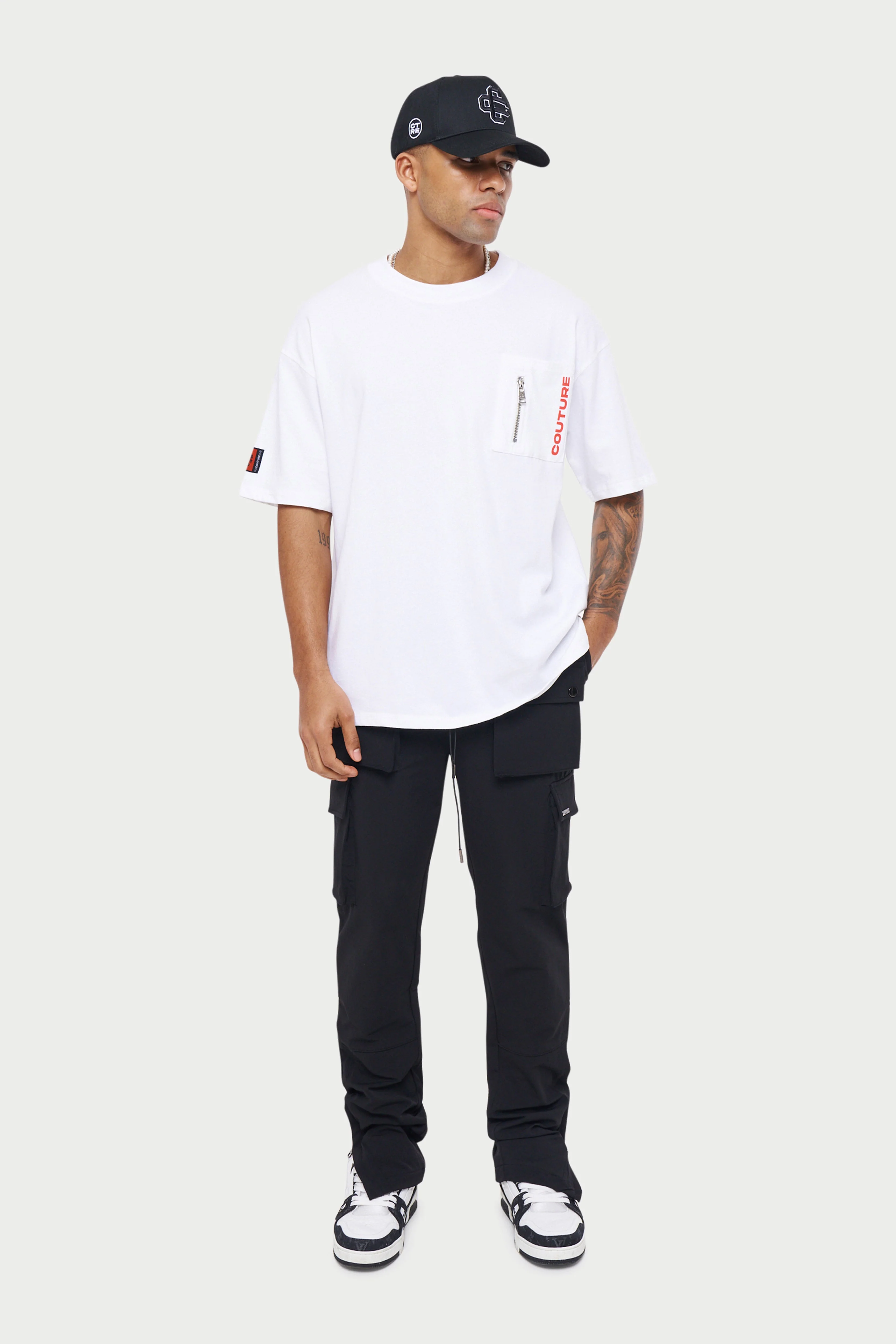 TECHNICAL STRETCH ZIP CARGO PANTS - BLACK - Image 7