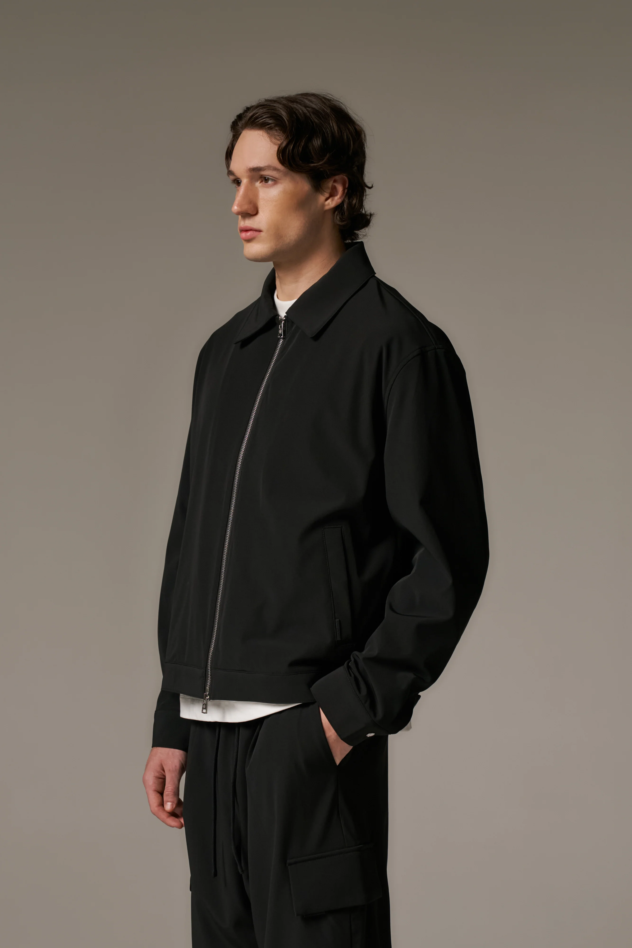 TECHNICAL ZIP THROUGH JACKET - BLACK - Image 4