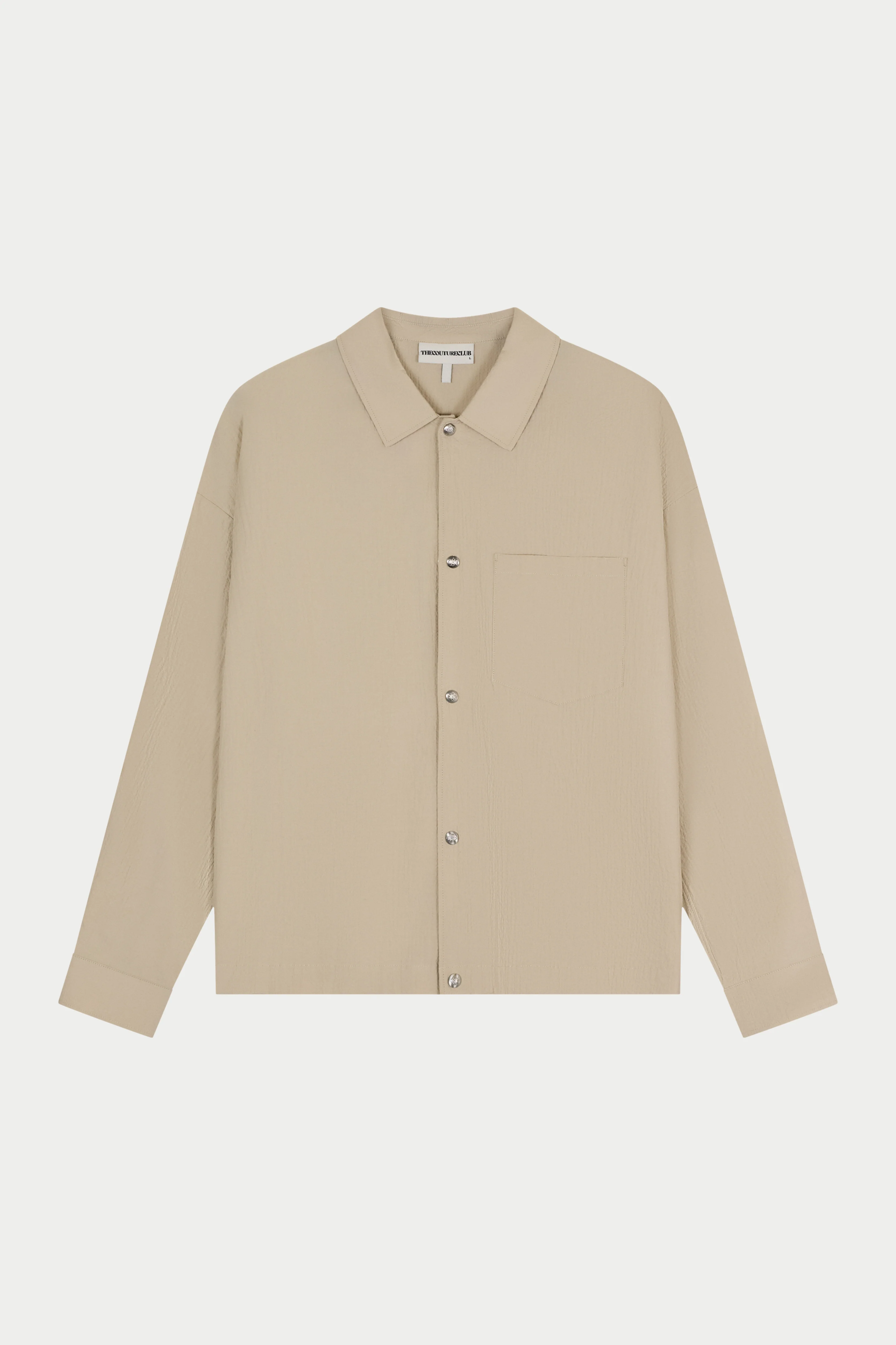 TEXTURED LONG SLEEVE SHIRT - STONE