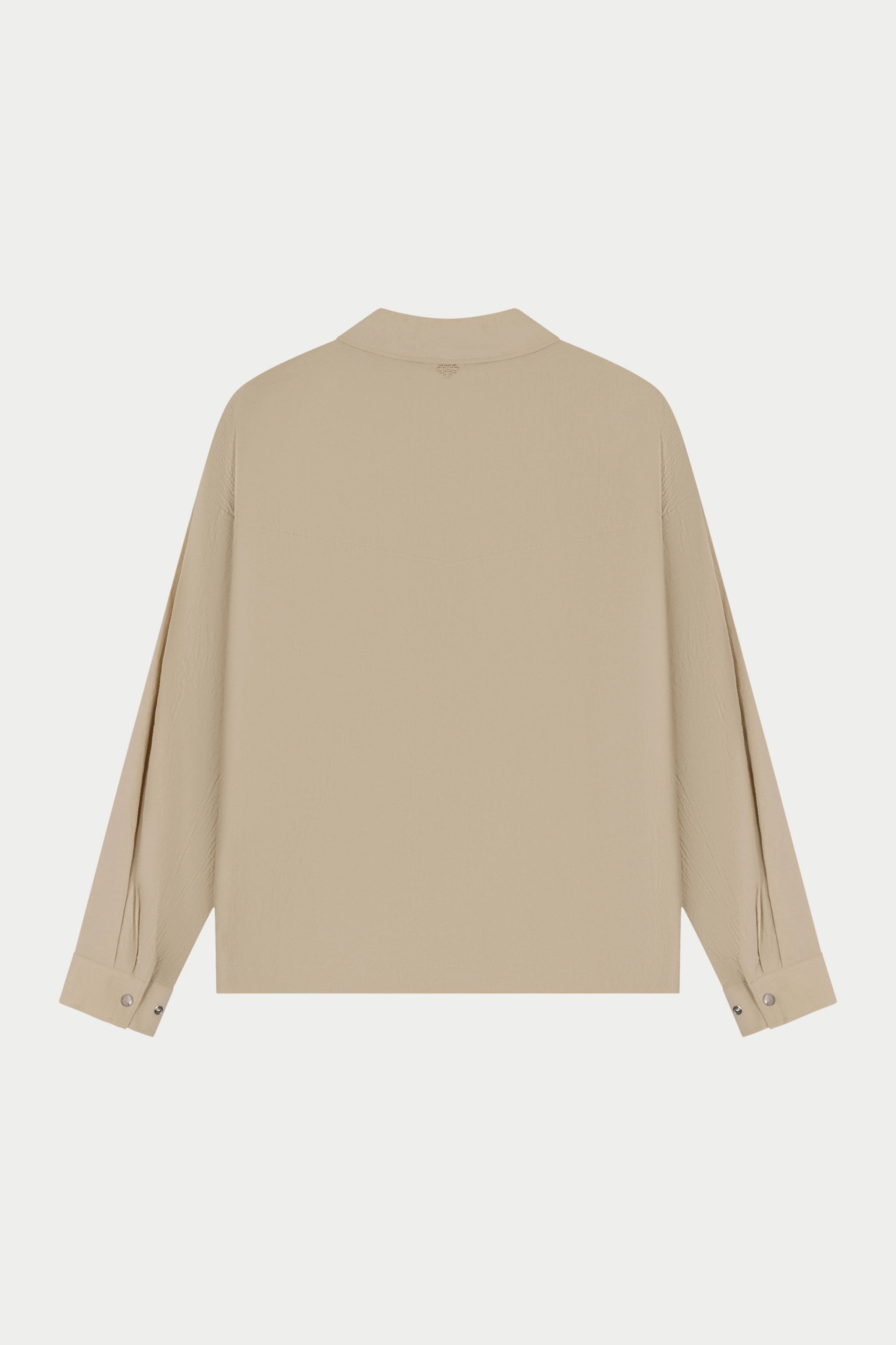 TEXTURED LONG SLEEVE SHIRT - STONE - Image 7