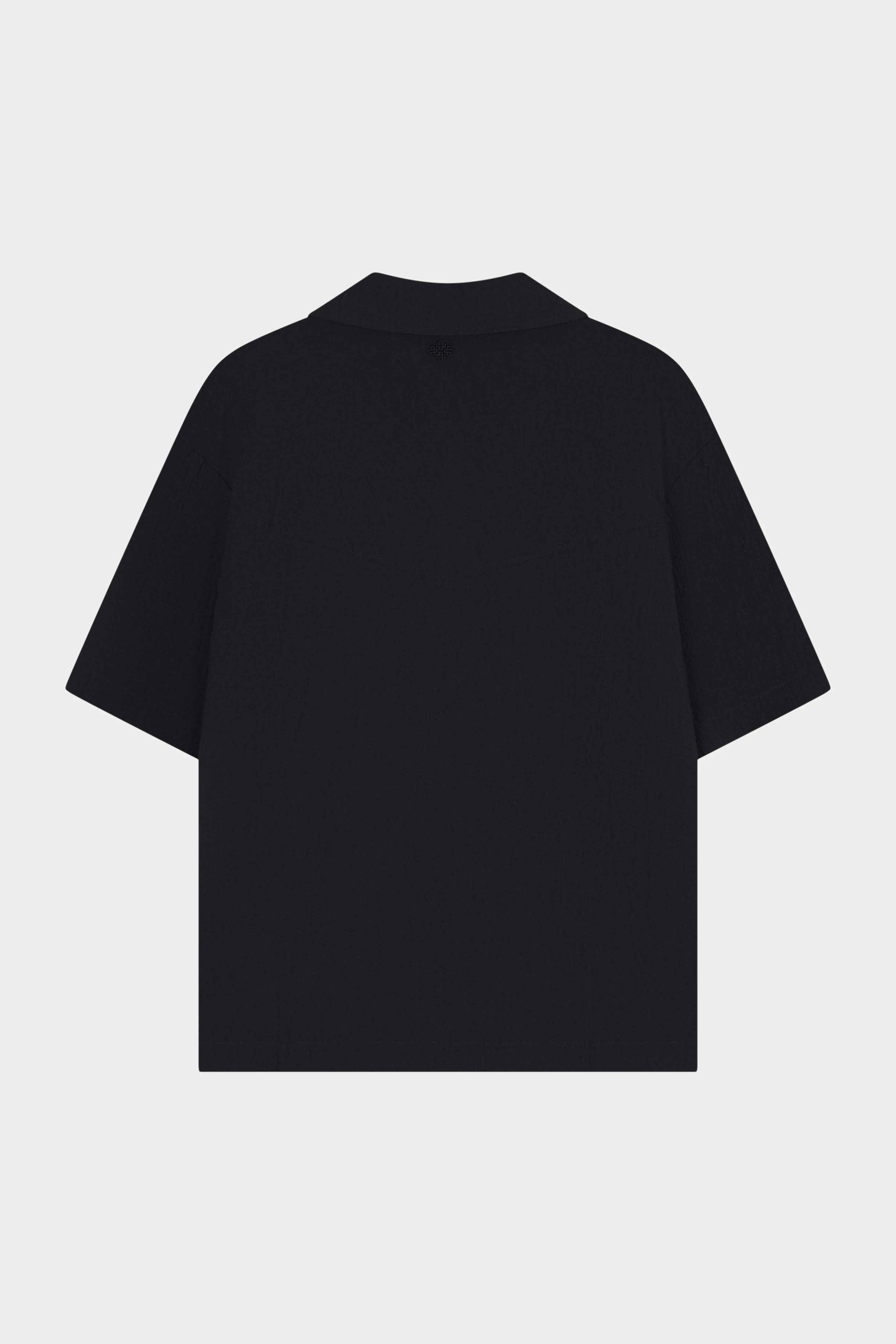 TEXTURED REVERE SHIRT - BLACK - Image 6
