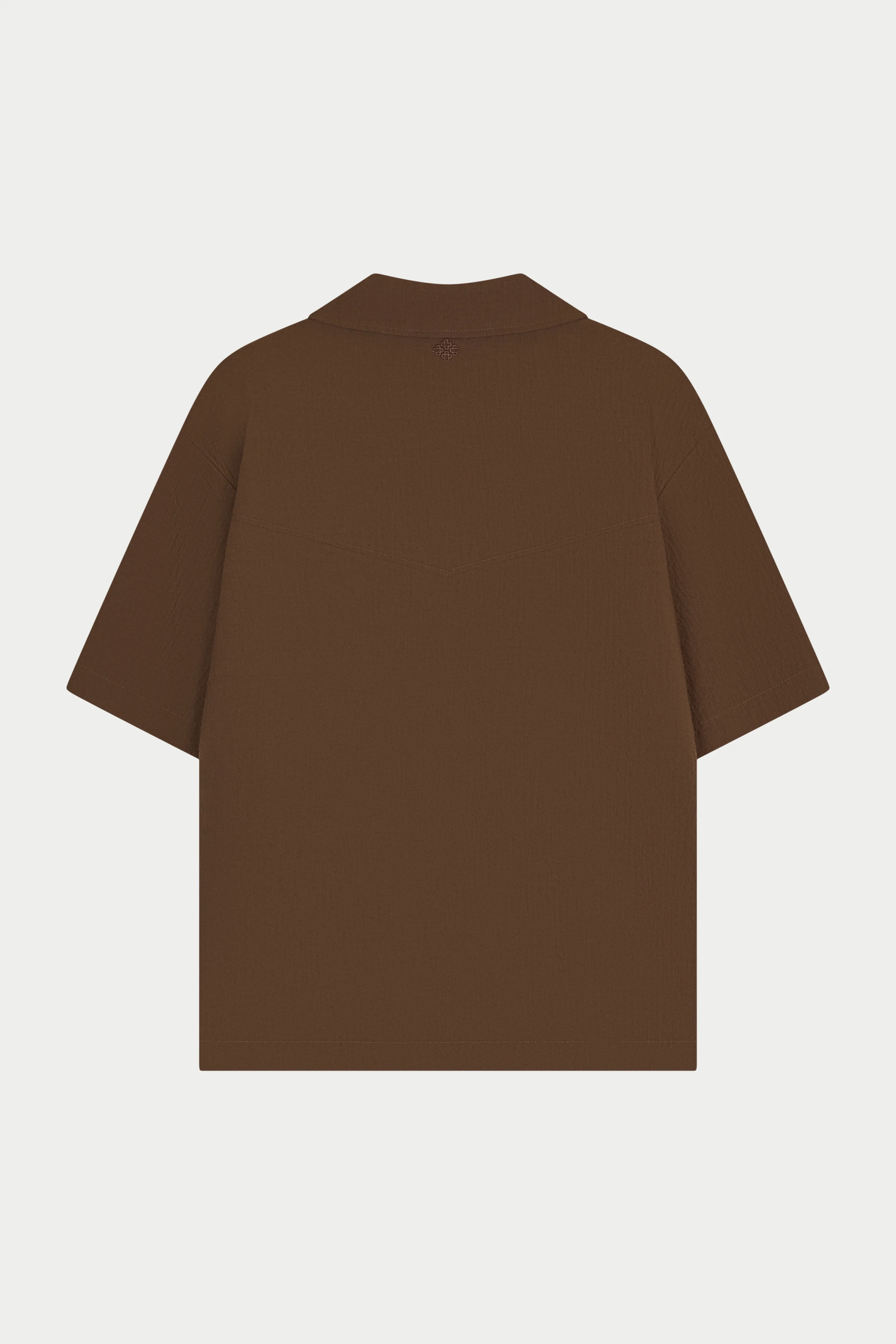 TEXTURED REVERE SHIRT - BROWN - Image 6