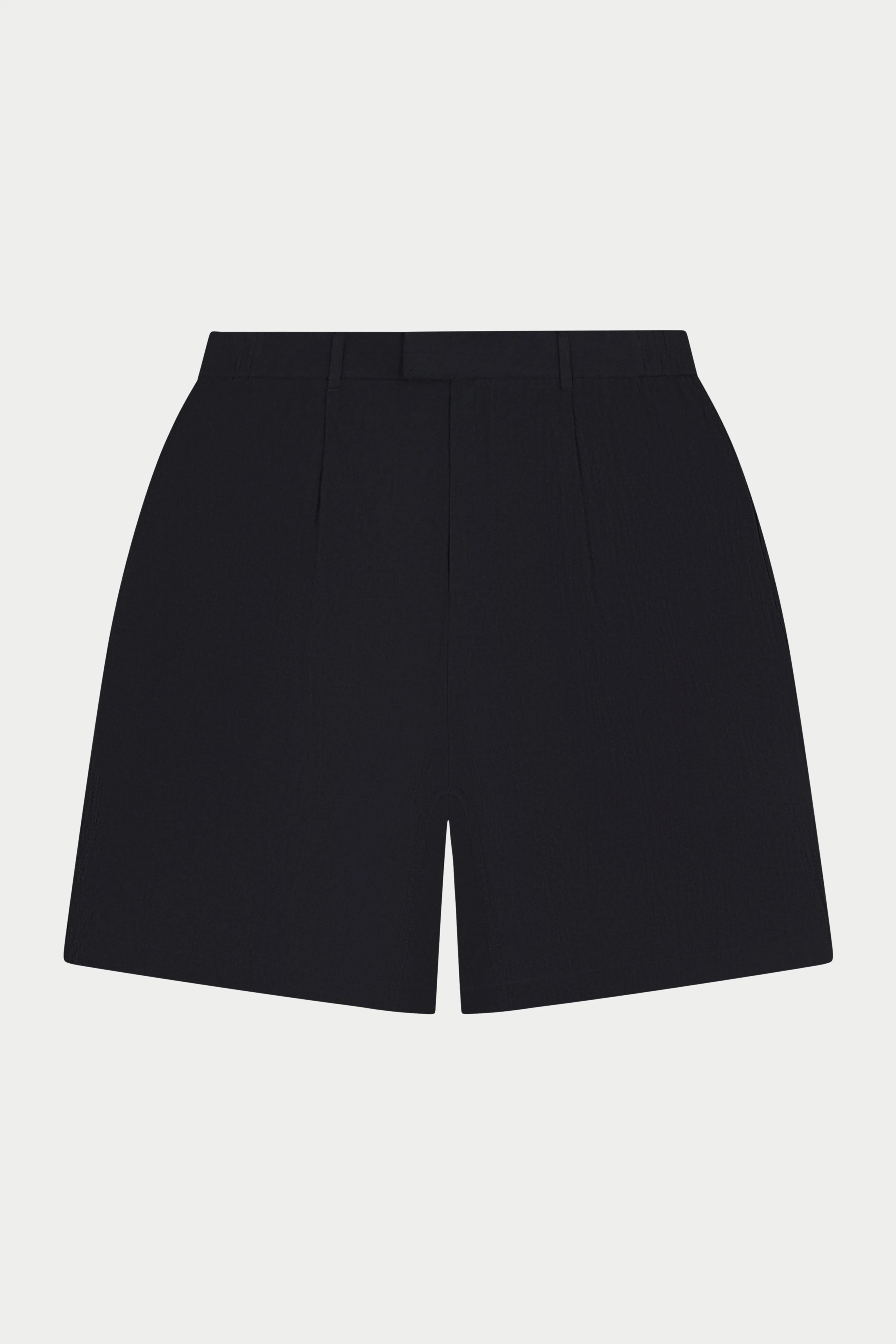 TEXTURED TAILORED SHORTS - BLACK