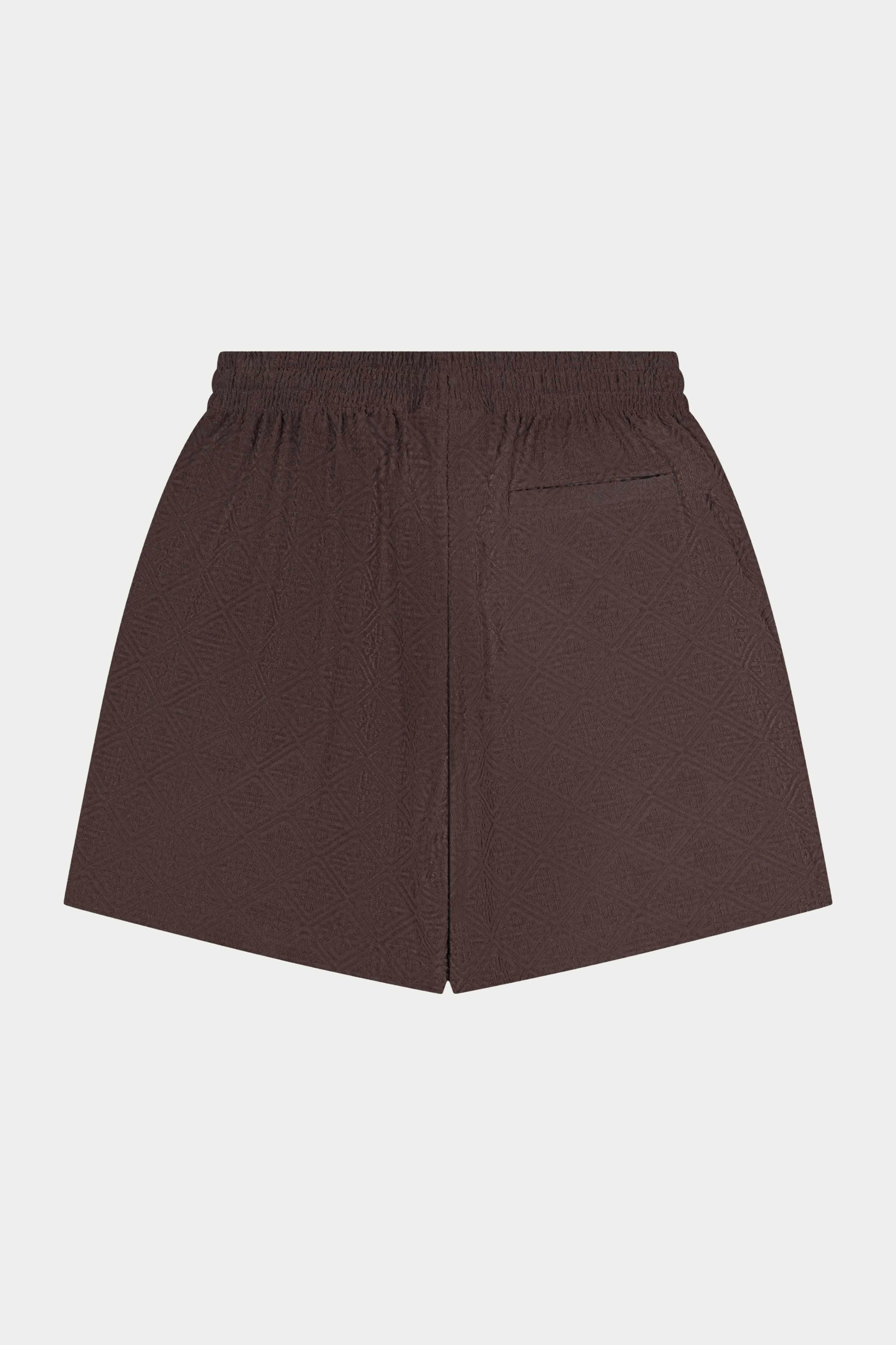 TOWELLING JACQUARD EMBLEM SHORTS - BROWN - Image 6