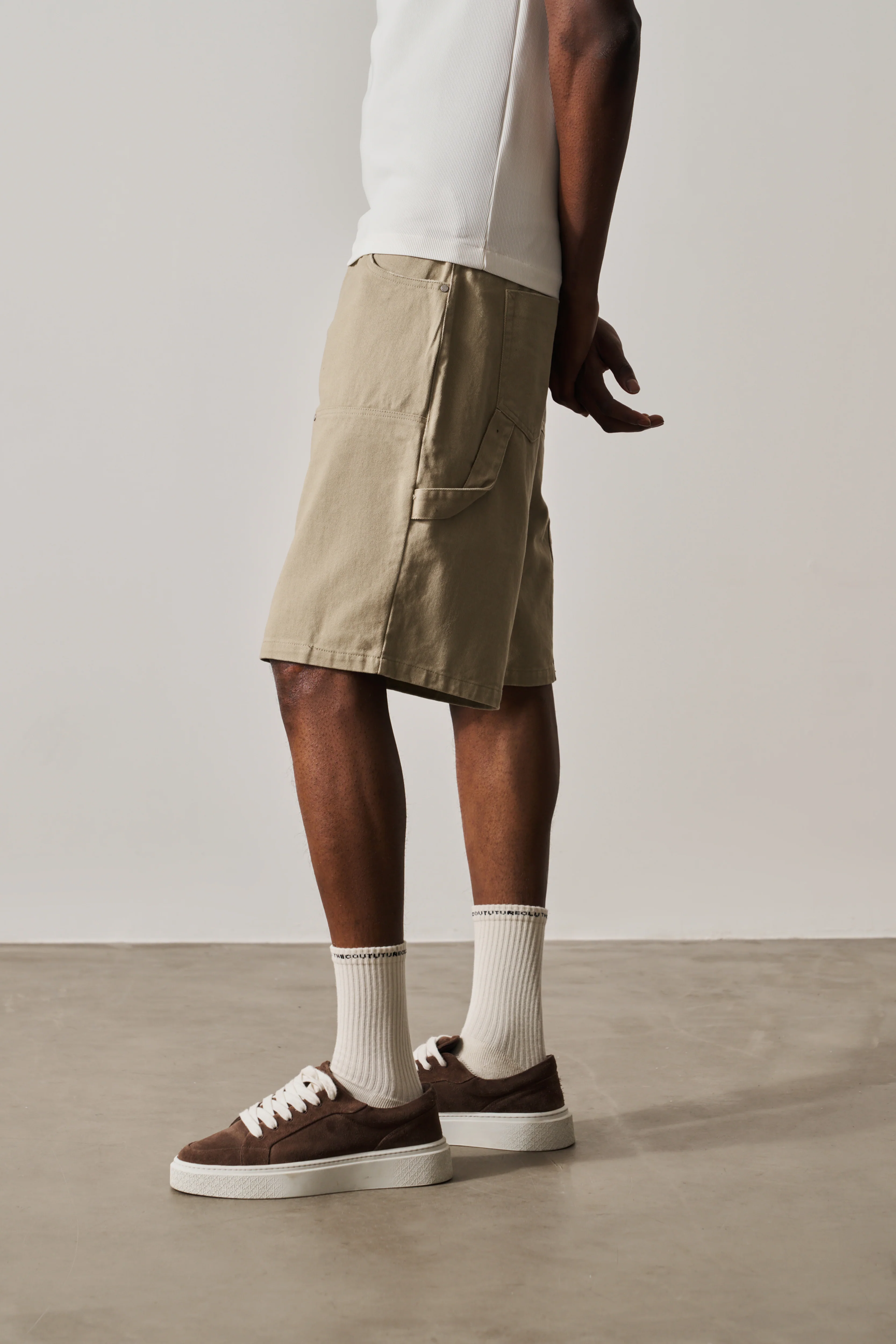TWILL CARPENTER SHORTS - BEIGE - Image 4