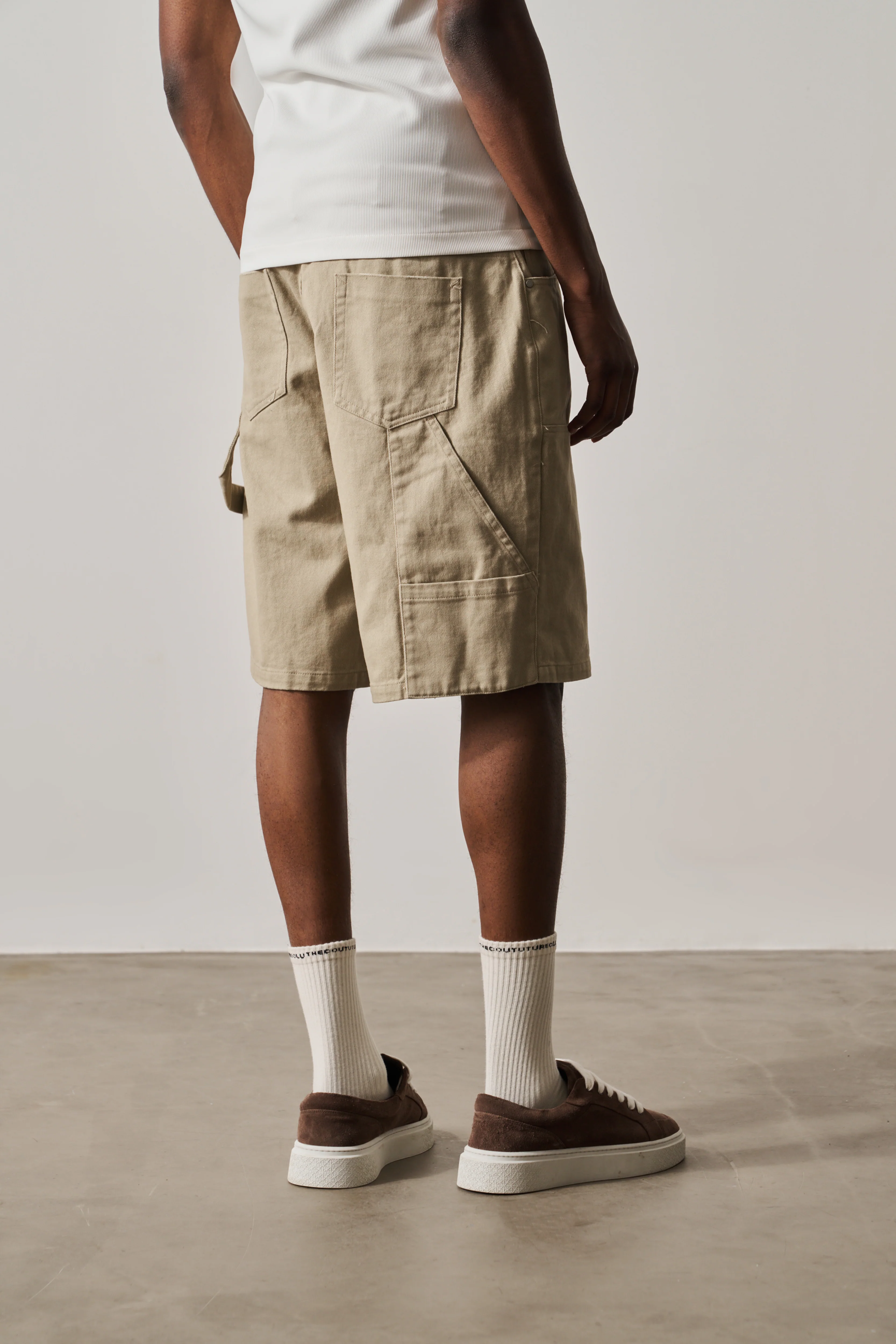 TWILL CARPENTER SHORTS - BEIGE - Image 6
