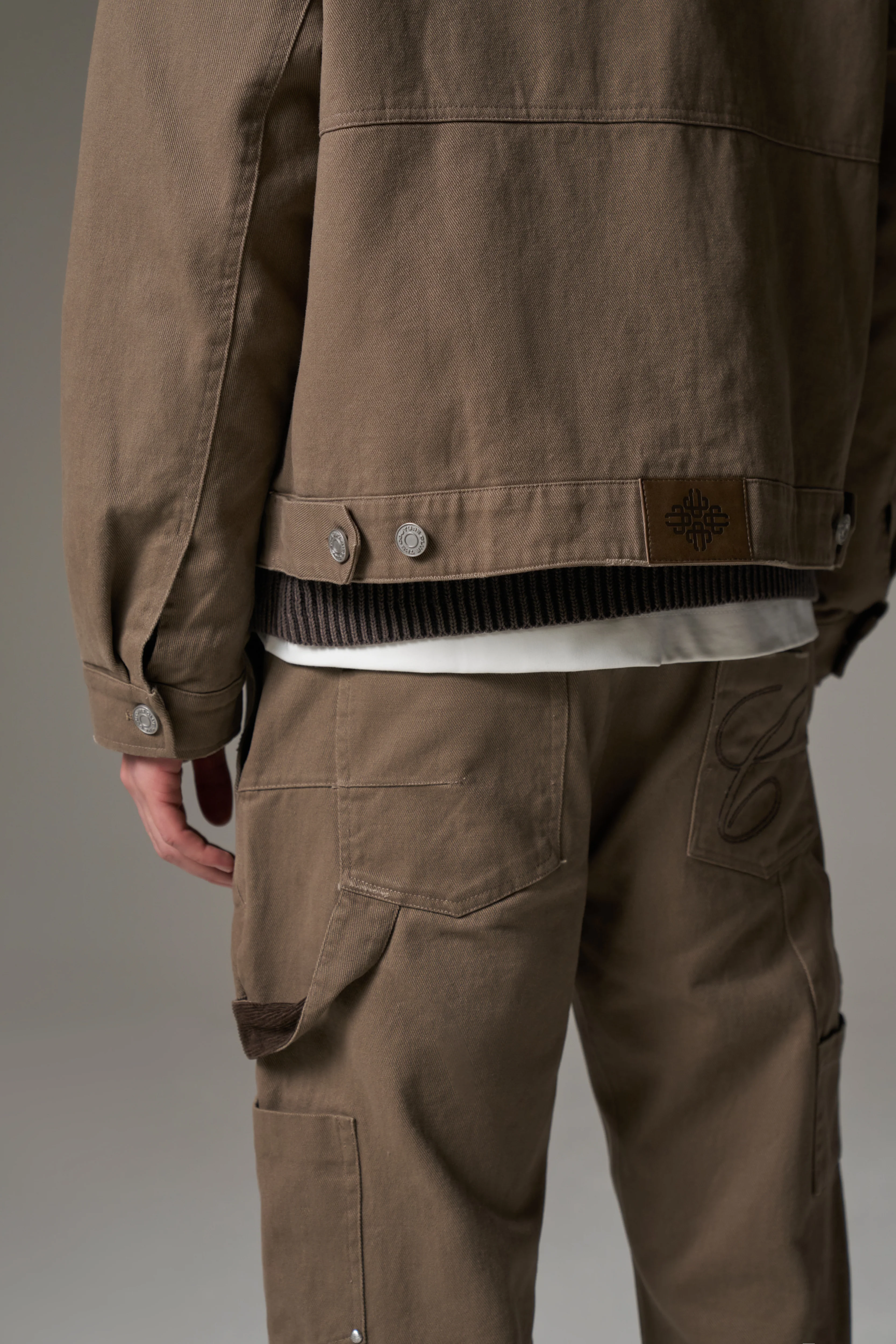 TWILL DOUBLE PATCH TROUSER - WASHED BROWN - Image 8