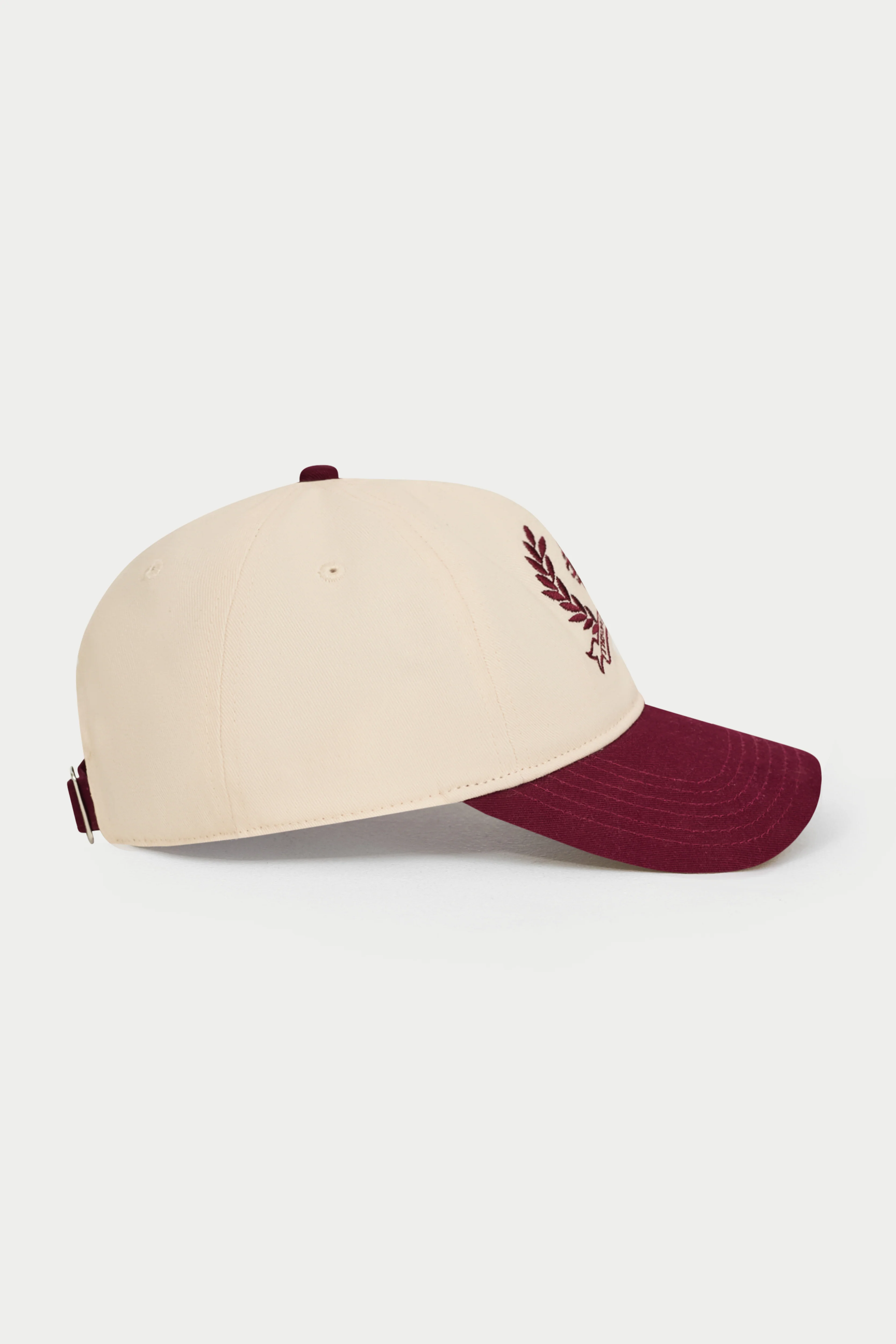 TWO TONE EMBROIDERY CREST CAP - BURGUNDY - Image 4
