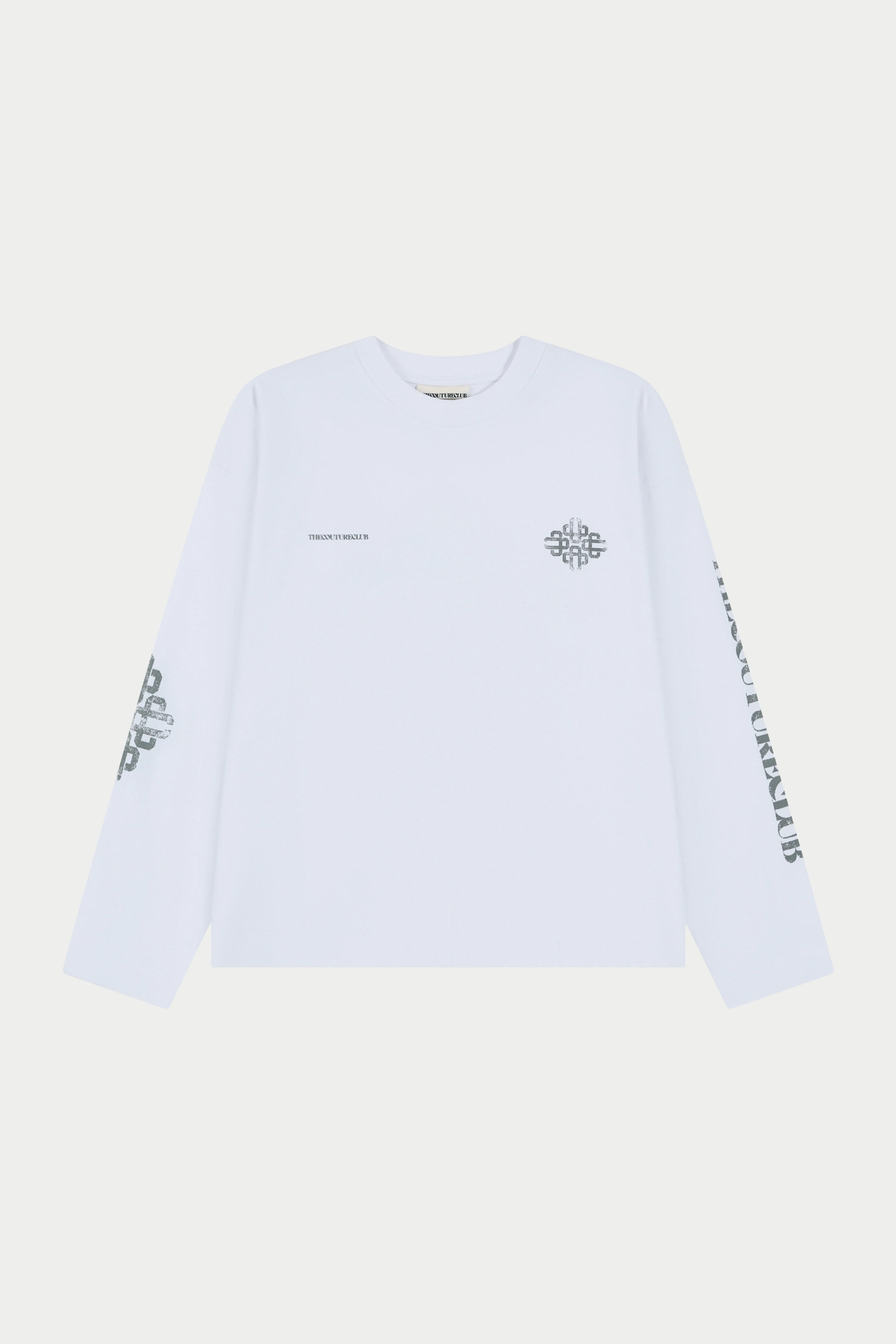 VINTAGE COPYRIGHT PRINT WASHED LONG SLEEVE T-SHIRT - WHITE CHARCOAL - Image 6