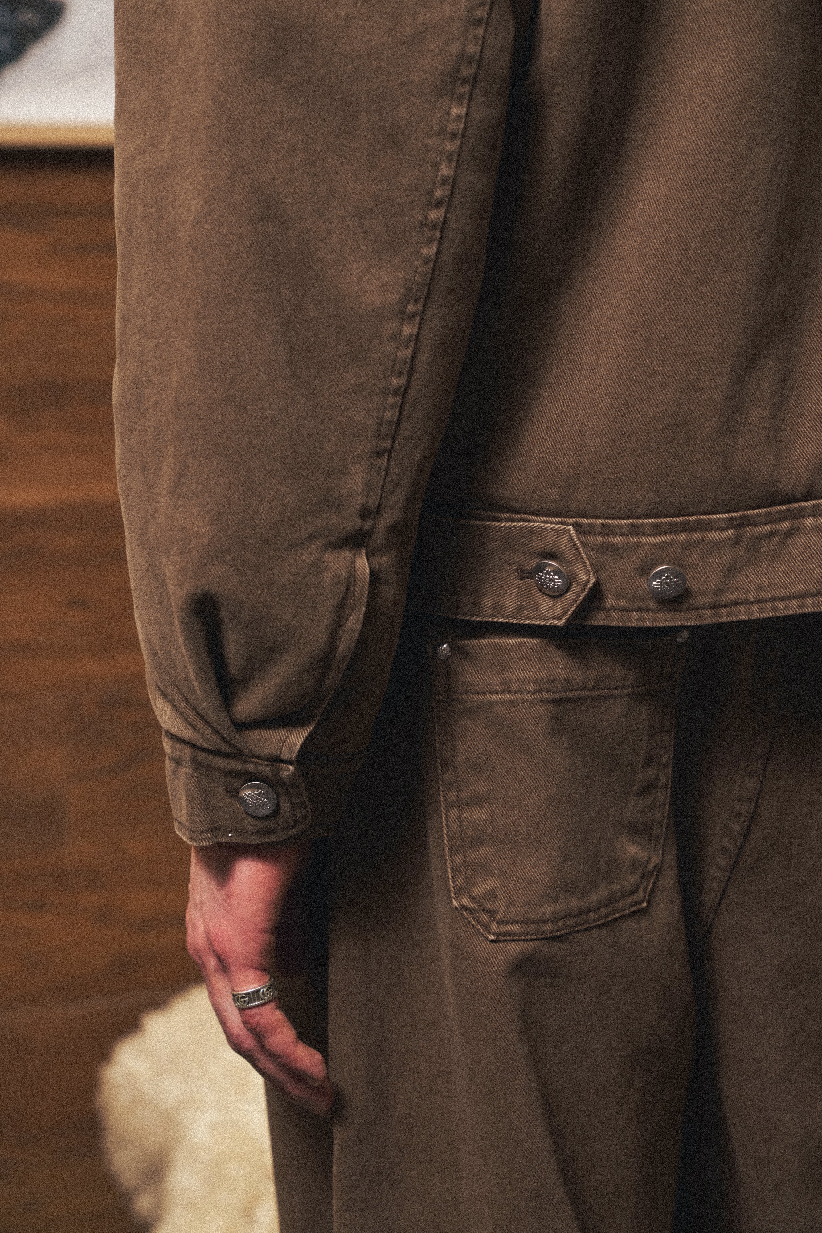 WASHED TWILL PADDED JACKET - BROWN - Image 6
