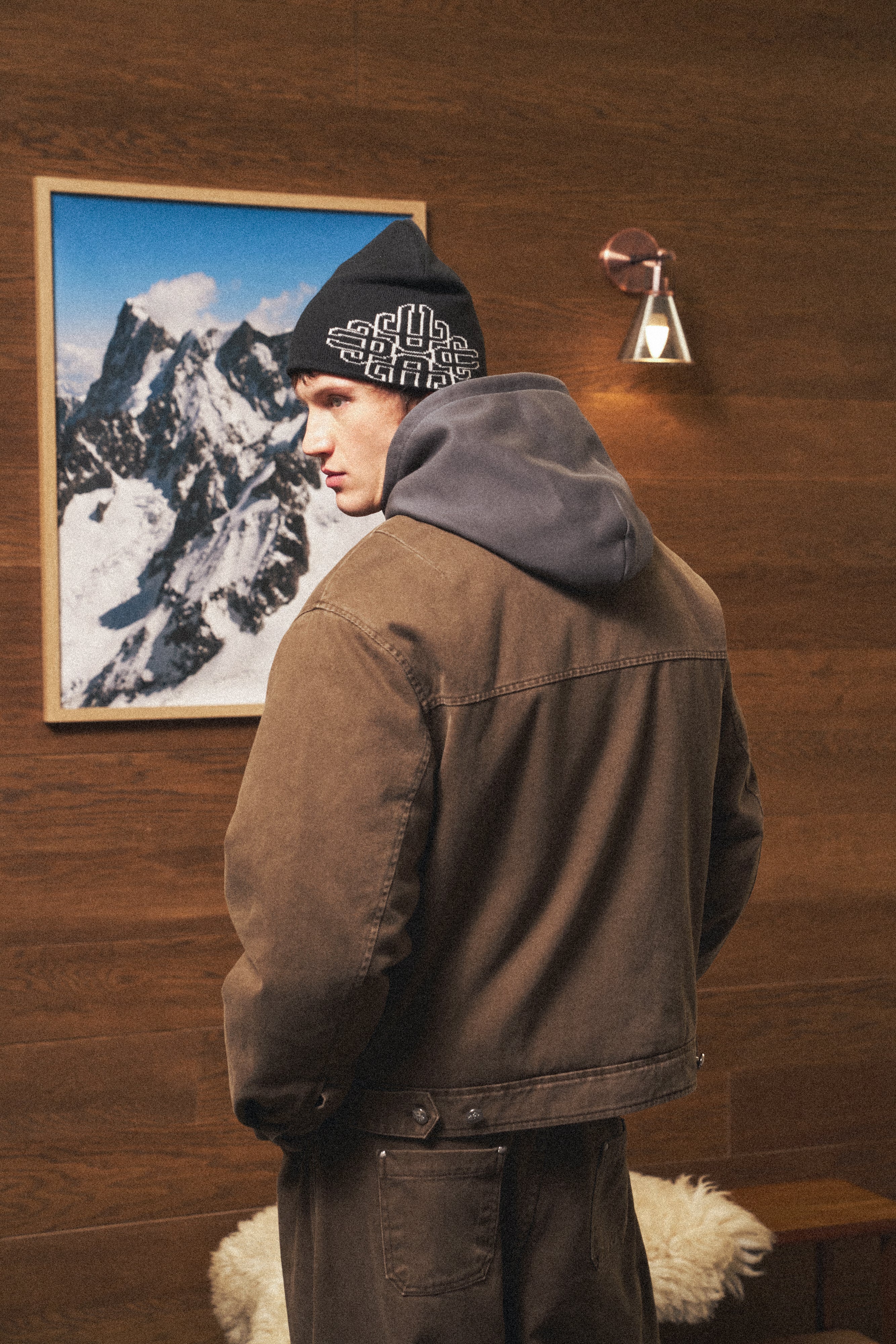 WASHED TWILL PADDED JACKET - BROWN - Image 7